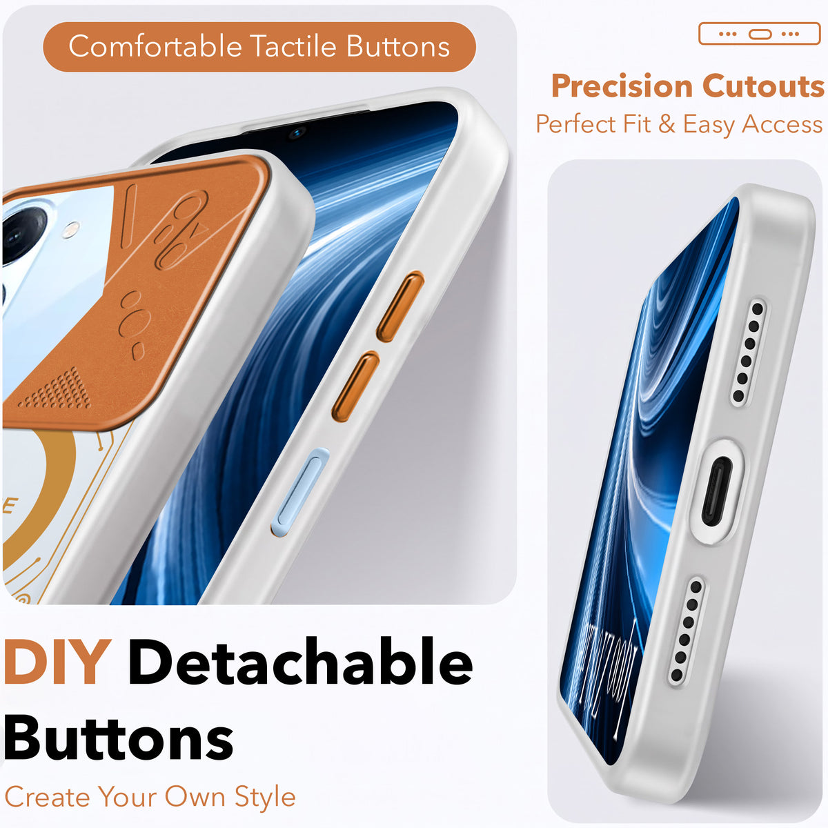 For Vivo iQOO Z10 Lite Metallic Back Cover Case (Metallic Camera Protection & Buttons | Translucent Milky Shade | Hard Polycarbonate)