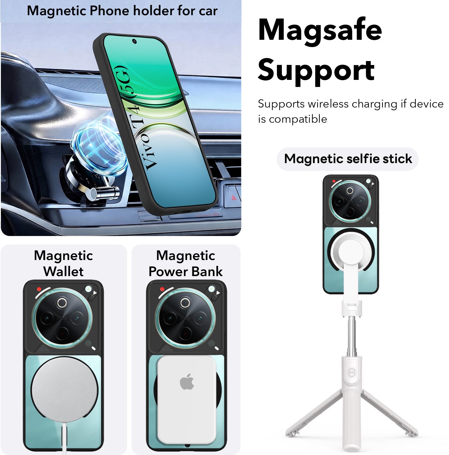 For Vivo T4 Back Cover Case Lifetime Anti-Yellow Clear (Camera Protection | Side Grip | Wireless MagSafe Compatible)