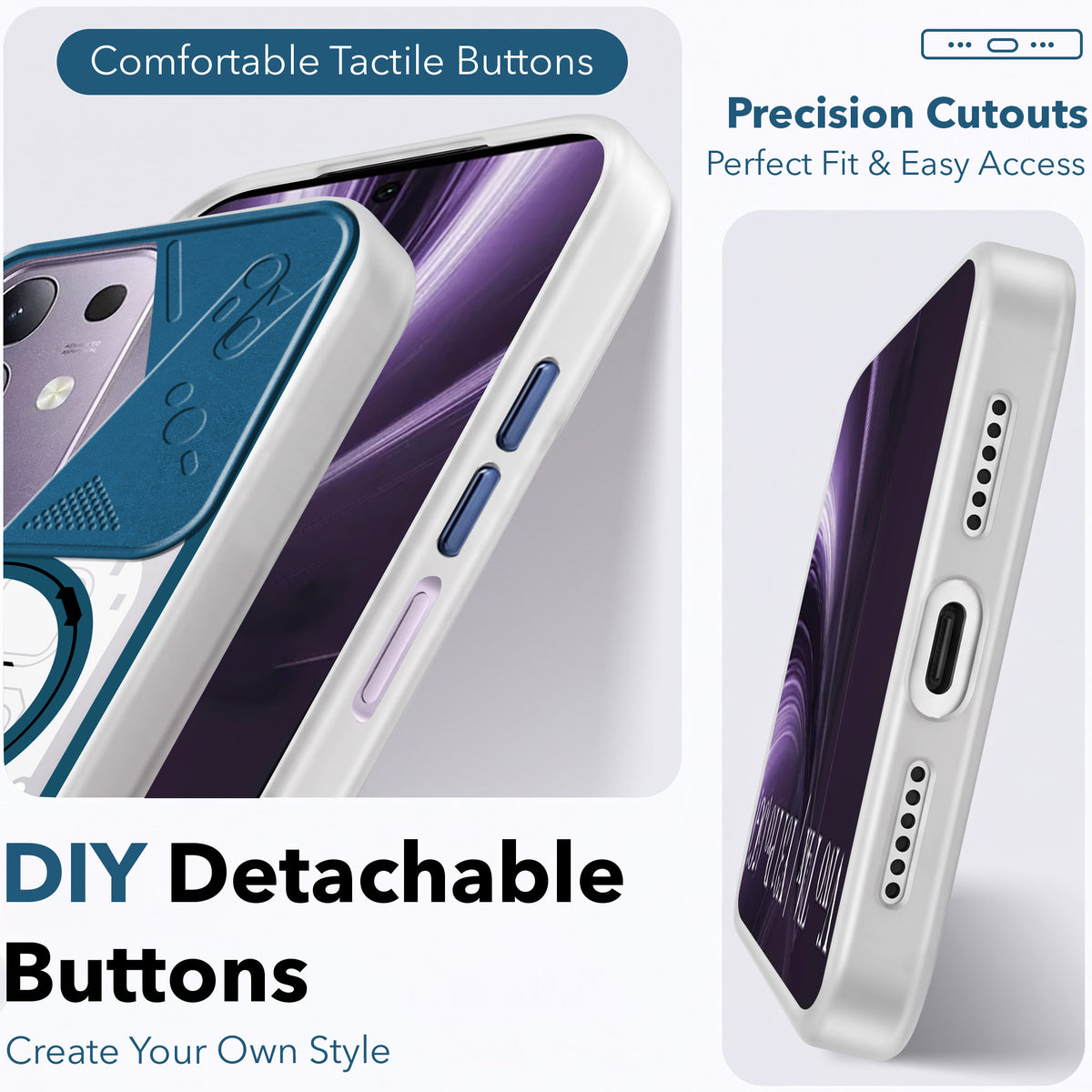 For Vivo T4x | Vivo Y31 Pro Metallic Back Cover Case (Metallic Camera Protection & Buttons | Translucent Milky Shade | Hard Polycarbonate)