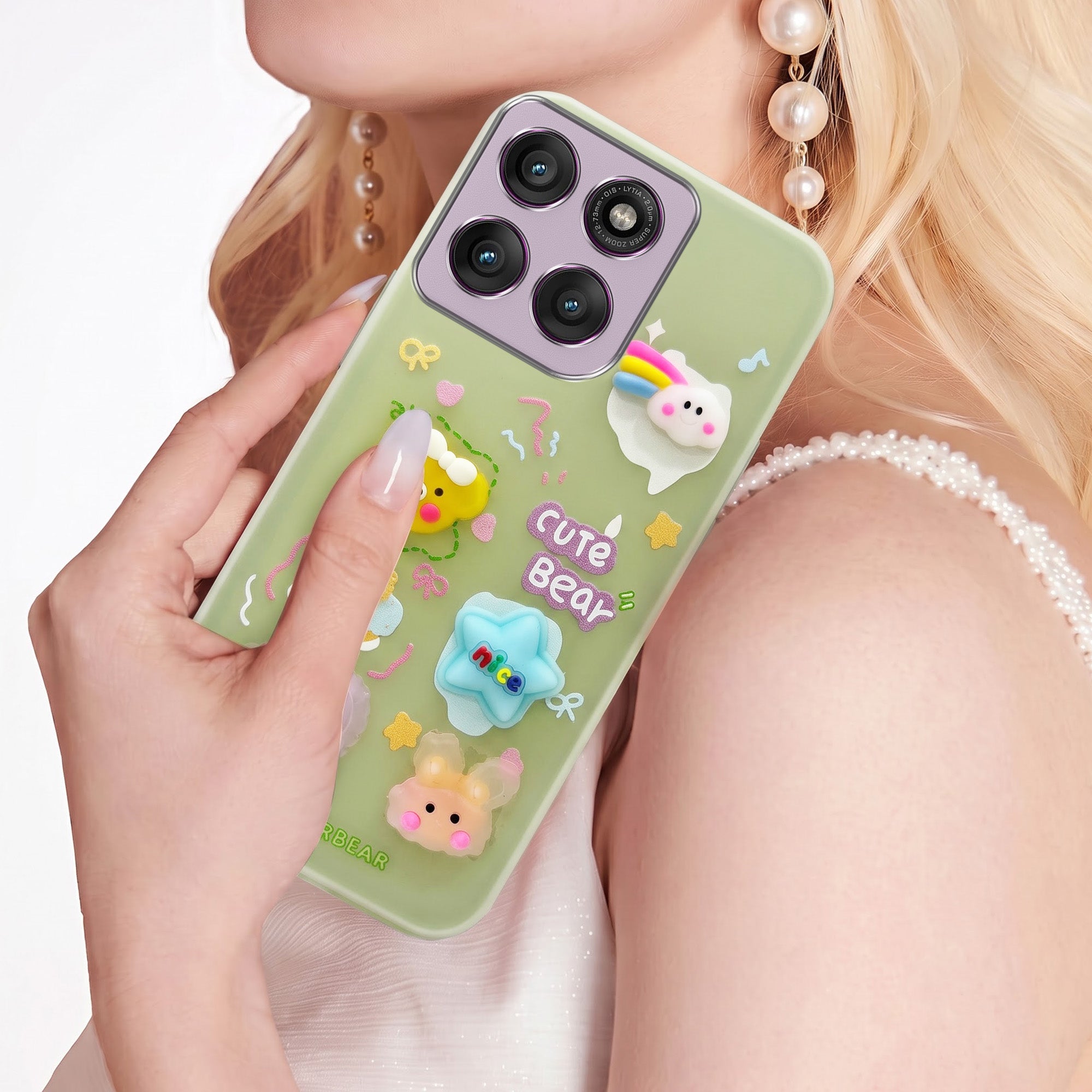 For Motorola Moto Edge 60 Pro Back Cover Case (3D Cute Cartoons | Hard Back Side Soft | Matte Premium Finish | HD Printing)
