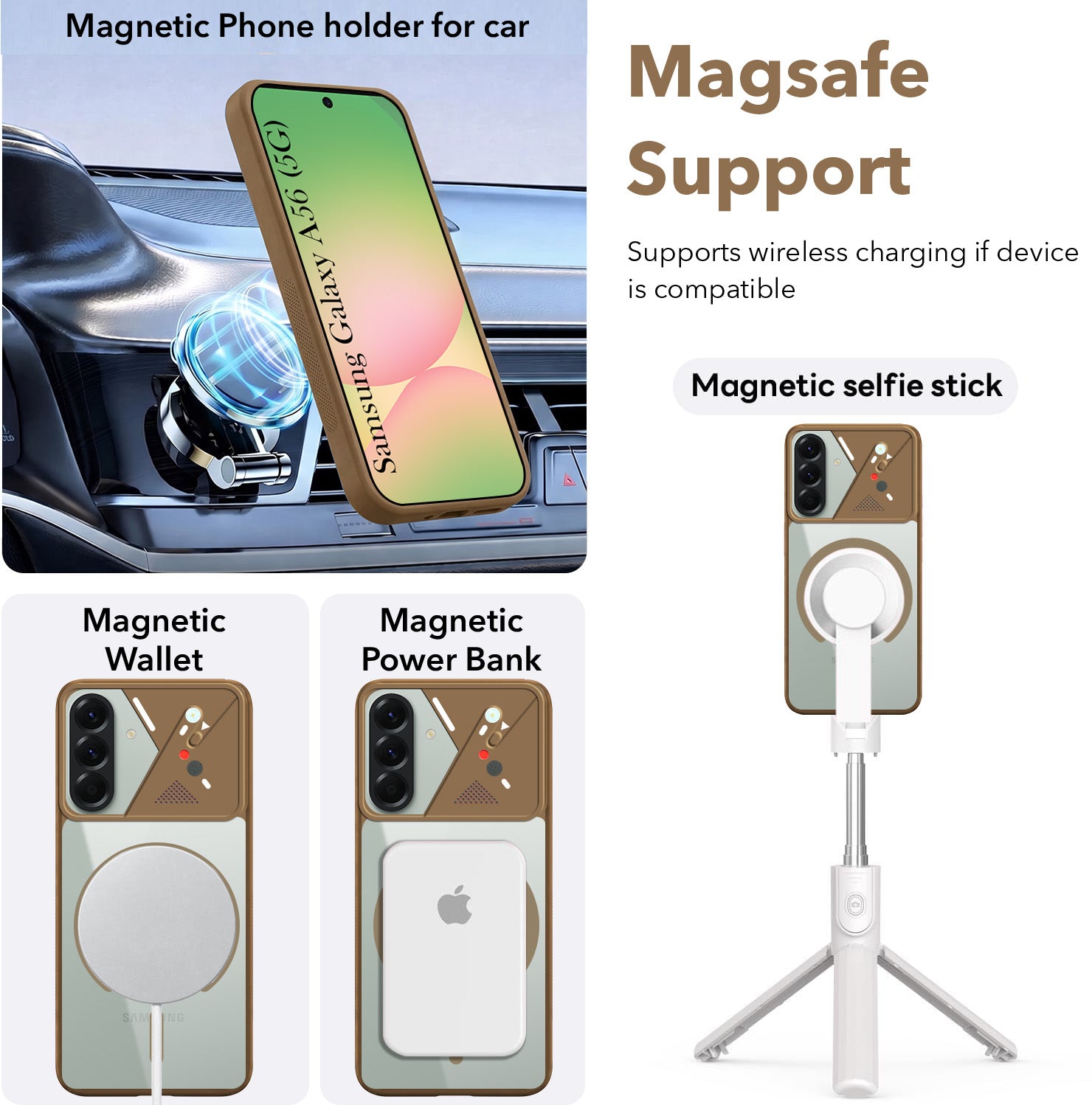 For Samsung Galaxy A56 Back Cover Case Lifetime Anti-Yellow Clear (Camera Protection | Side Grip | Wireless MagSafe Compatible)