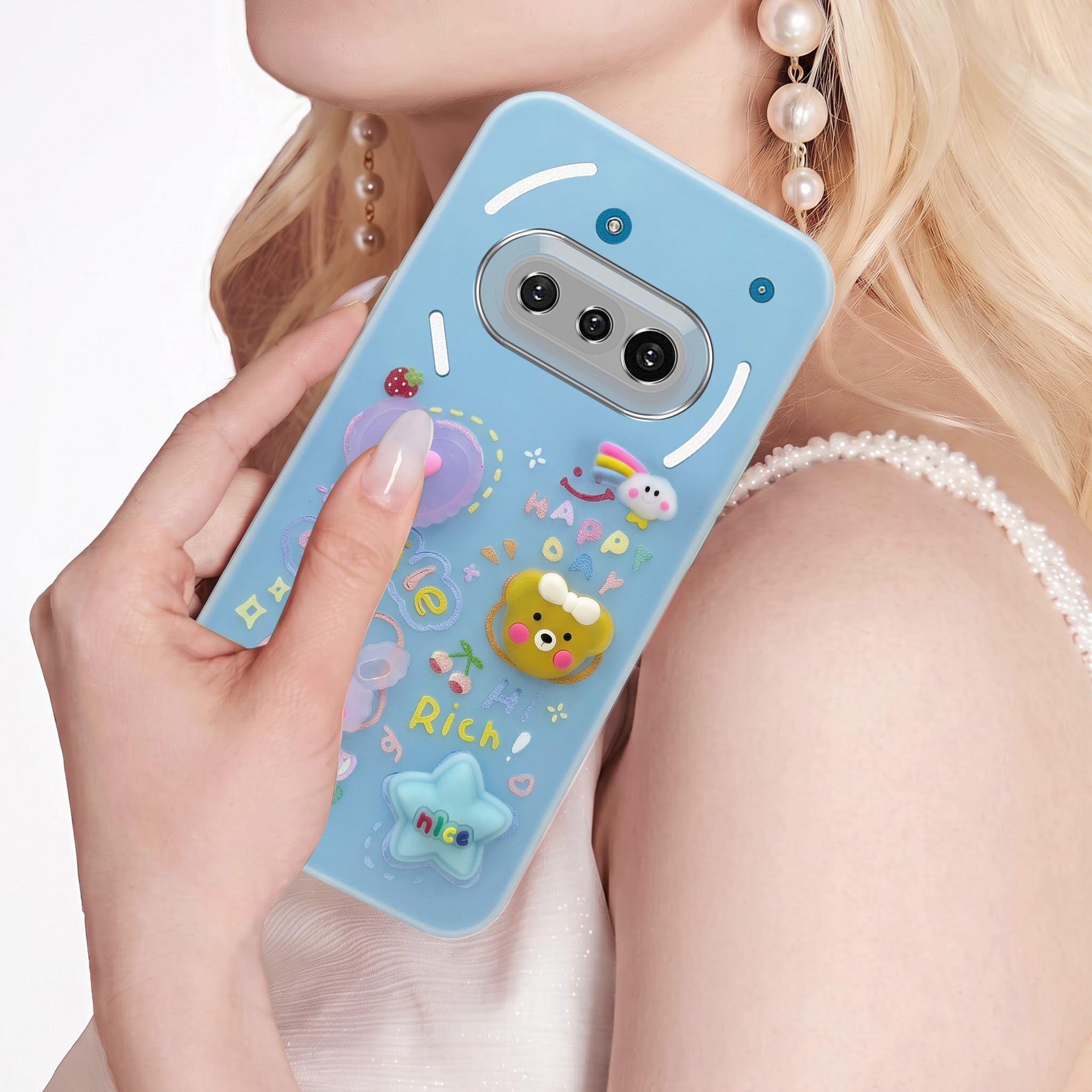 For Nothing Phone 3A 5G Back Cover Case (3D Cute Cartoons | Hard Back Side Soft | Matte Premium Finish | HD Printing)