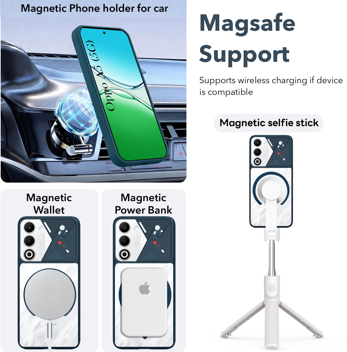 For Oppo A5 5G Back Cover Case Lifetime Anti-Yellow Clear (Camera Protection | Side Grip | Wireless MagSafe Compatible)