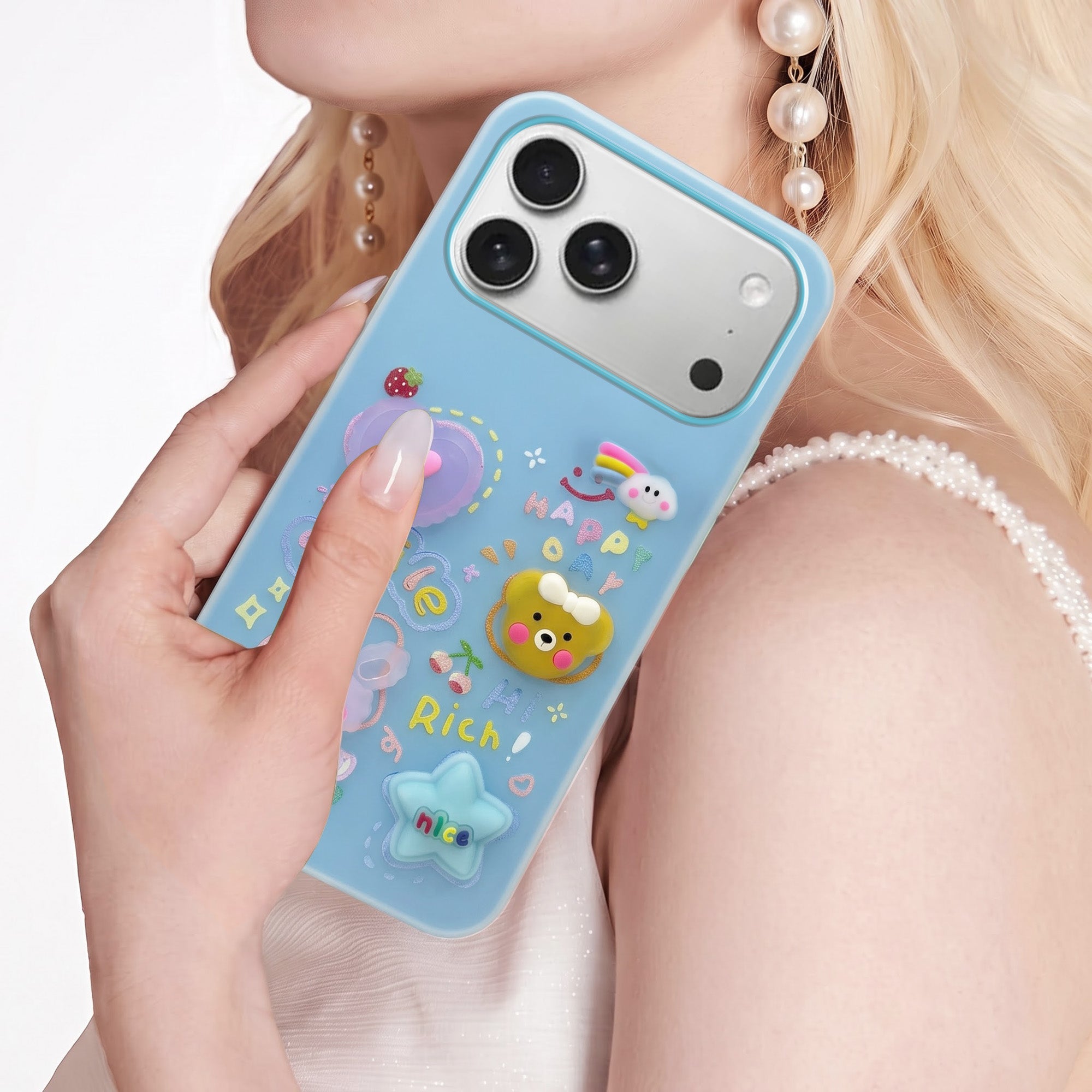 For Apple iPhone 17 Pro Back Cover Case (3D Cute Cartoons | Hard Back Side Soft | Matte Premium Finish | HD Printing)