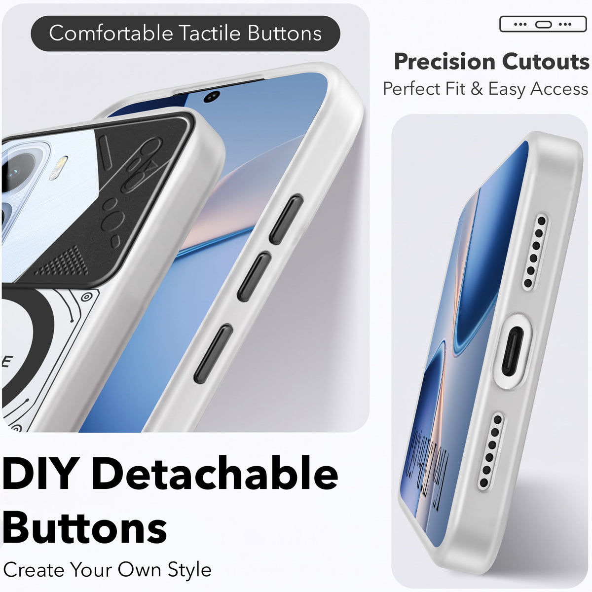 For Vivo T5 Pro 5G Metallic Back Cover Case (Metallic Camera Protection & Buttons | Translucent Milky Shade | Hard Polycarbonate)