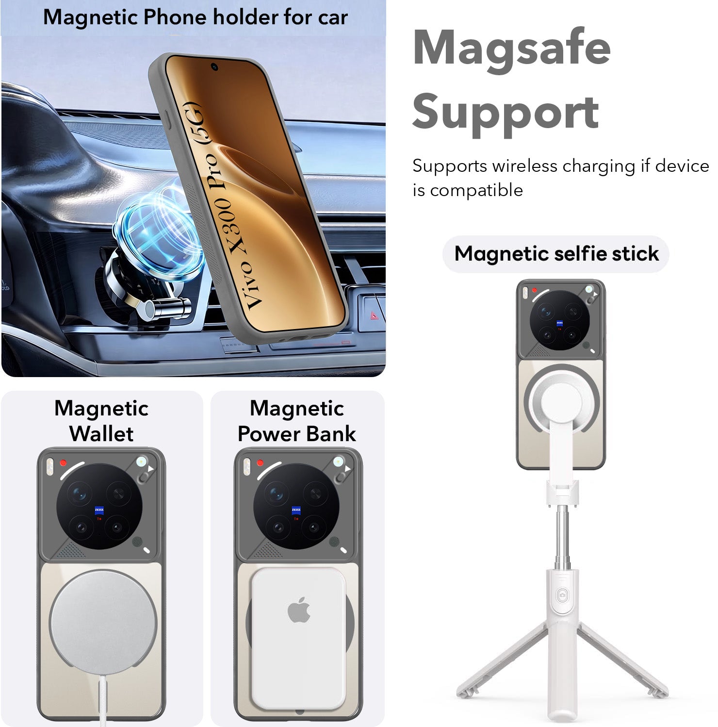 For Vivo X300 Pro Back Cover Case Lifetime Anti-Yellow Clear (Camera Protection | Side Grip | Wireless MagSafe Compatible)
