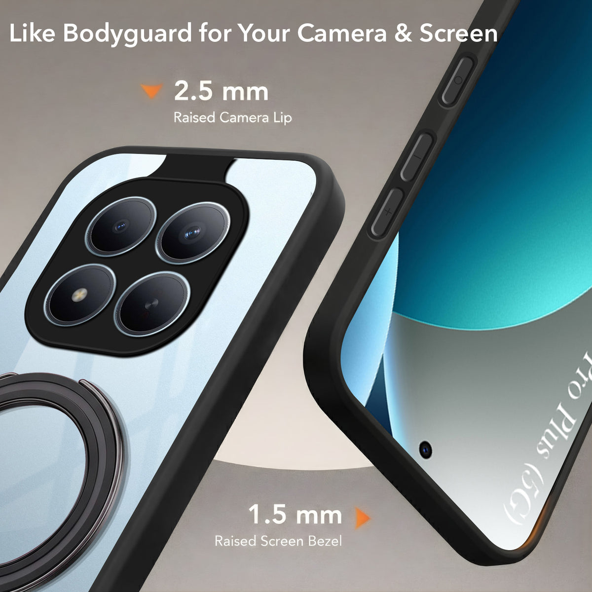 For Xiaomi Redmi Note 15 Pro Plus 5G Back Cover Case (Kick Stand Ring Holder | Life time Anti Yellow | Camera Protection)
