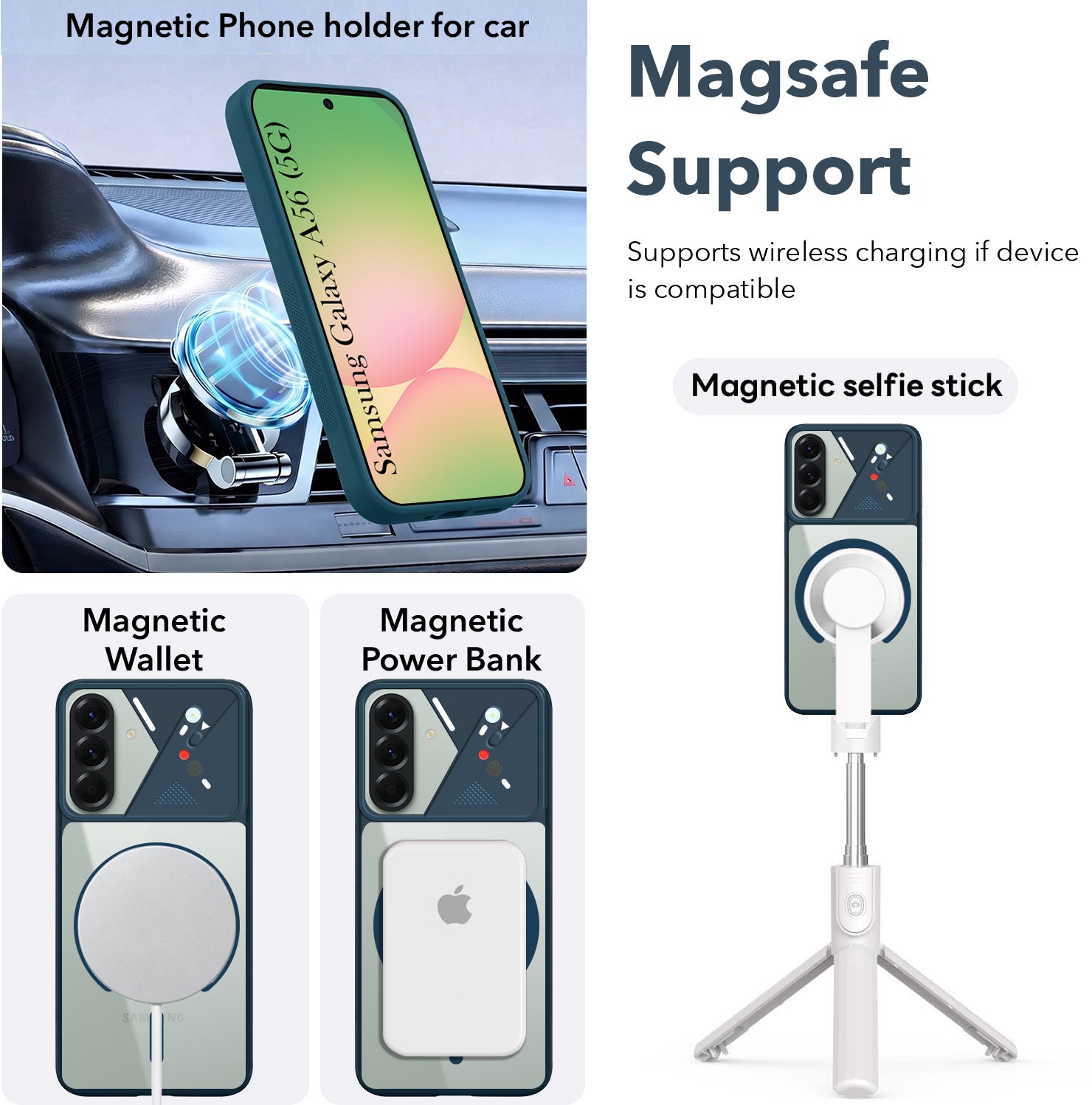 For Samsung Galaxy A56 Back Cover Case Lifetime Anti-Yellow Clear (Camera Protection | Side Grip | Wireless MagSafe Compatible)
