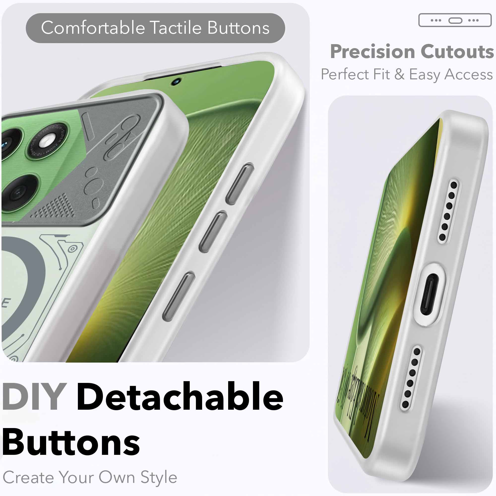 For Motorola Moto Edge 60 Metallic Back Cover Case (Metallic Camera Protection & Buttons | Translucent Milky Shade | Hard Polycarbonate)