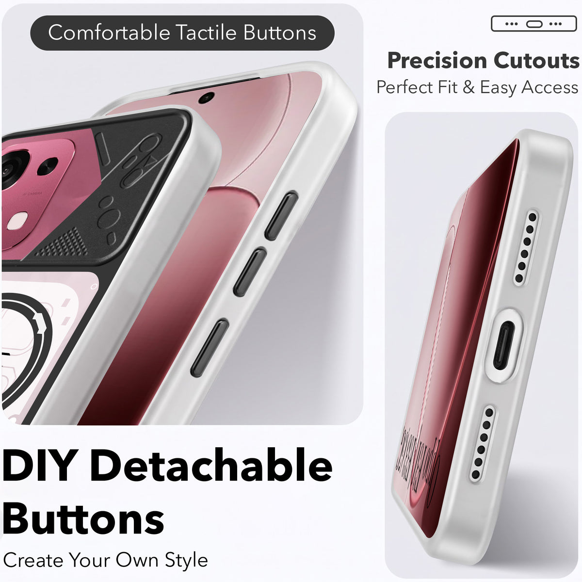 For Oppo F31 5G | Oppo F33 5G Metallic Back Cover Case (Metallic Camera Protection & Buttons | Translucent Milky Shade | Hard Polycarbonate)