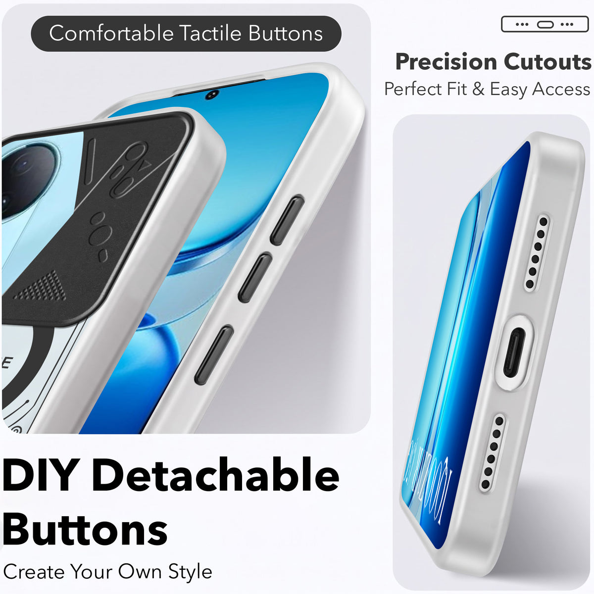 For Vivo iQOO Z10R Metallic Back Cover Case (Metallic Camera Protection & Buttons | Translucent Milky Shade | Hard Polycarbonate)