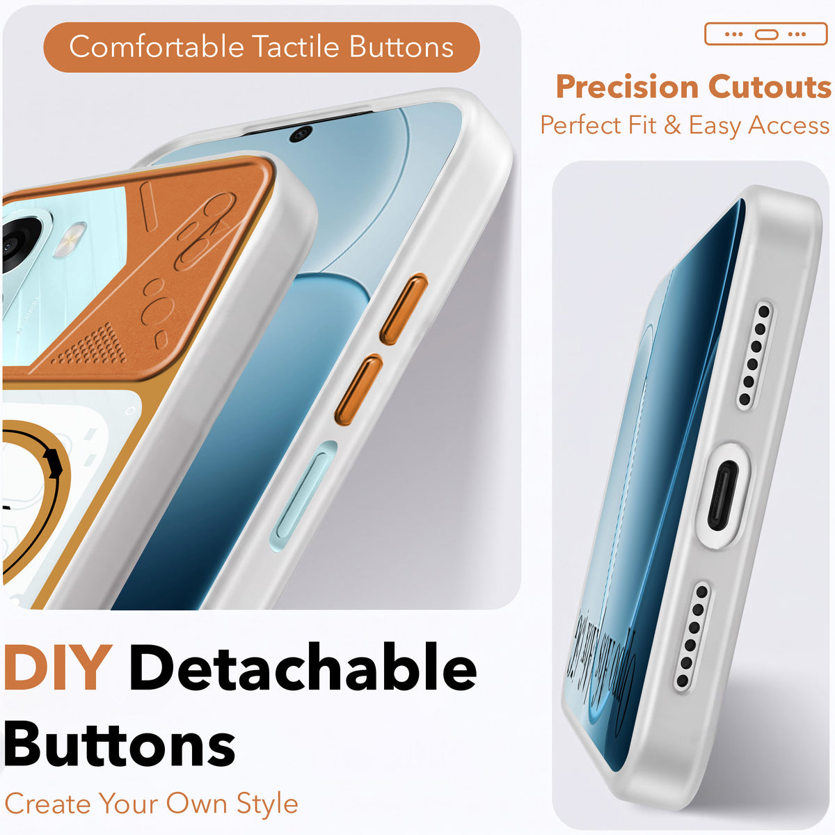 For Oppo A6X | Oppo A6S Metallic Back Cover Case (Metallic Camera Protection & Buttons | Translucent Milky Shade | Hard Polycarbonate)