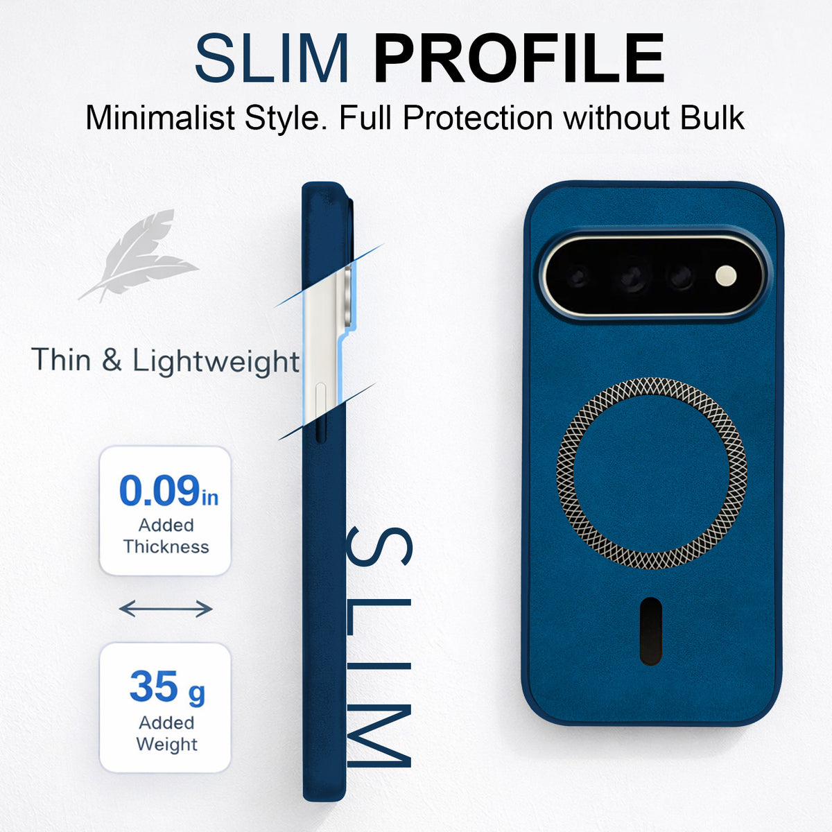 For Google Pixel 11 Pro Back Cover Case Leather Finish (MagSafe Compatible Wireless Charging | Soft Touch | Camera Bump Protection)