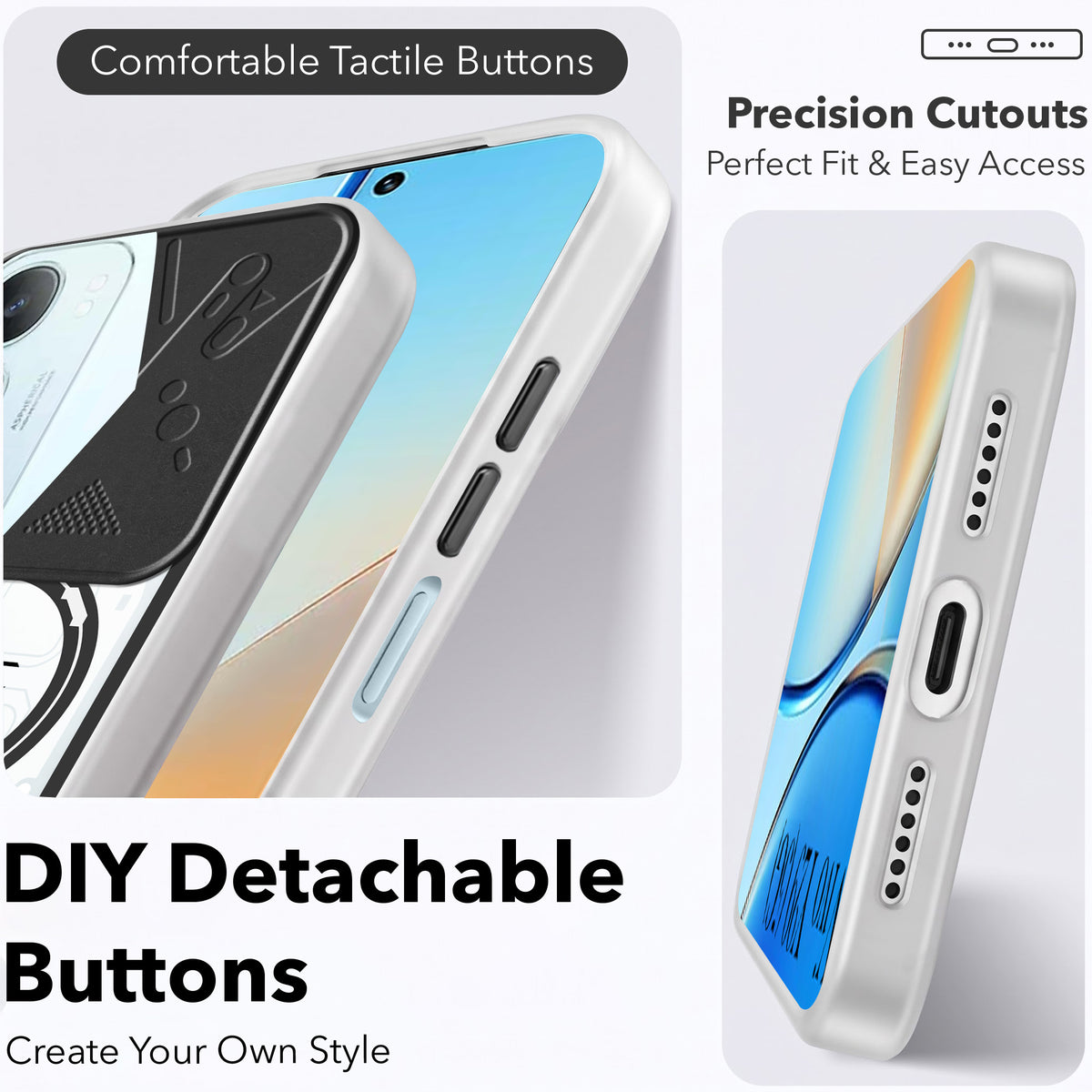 For Vivo Y29 Metallic Back Cover Case (Metallic Camera Protection & Buttons | Translucent Milky Shade | Hard Polycarbonate)