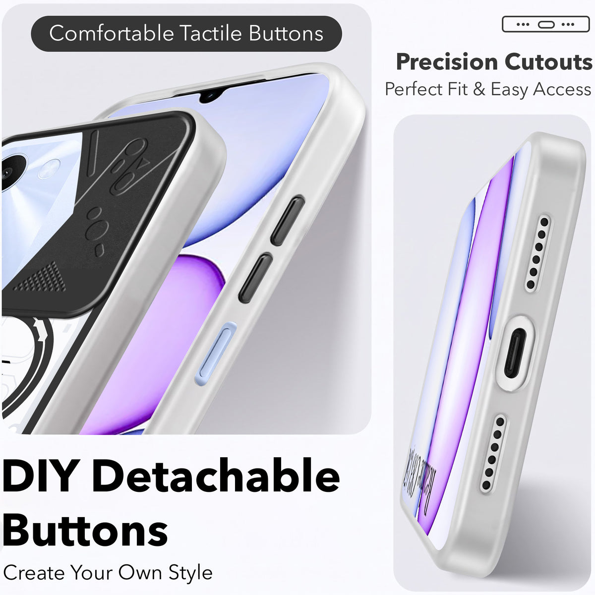 For Realme C83 5G Metallic Back Cover Case (Metallic Camera Protection & Buttons | Translucent Milky Shade | Hard Polycarbonate)