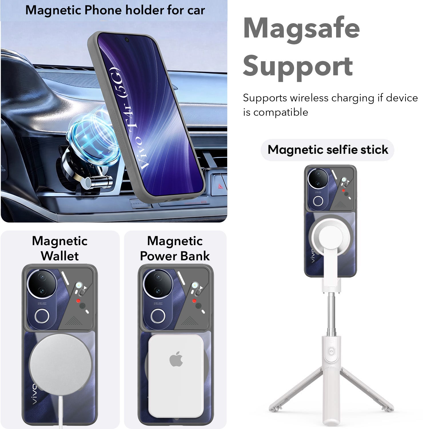 For Vivo T4R Back Cover Case Lifetime Anti-Yellow Clear (Camera Protection | Side Grip | Wireless MagSafe Compatible)