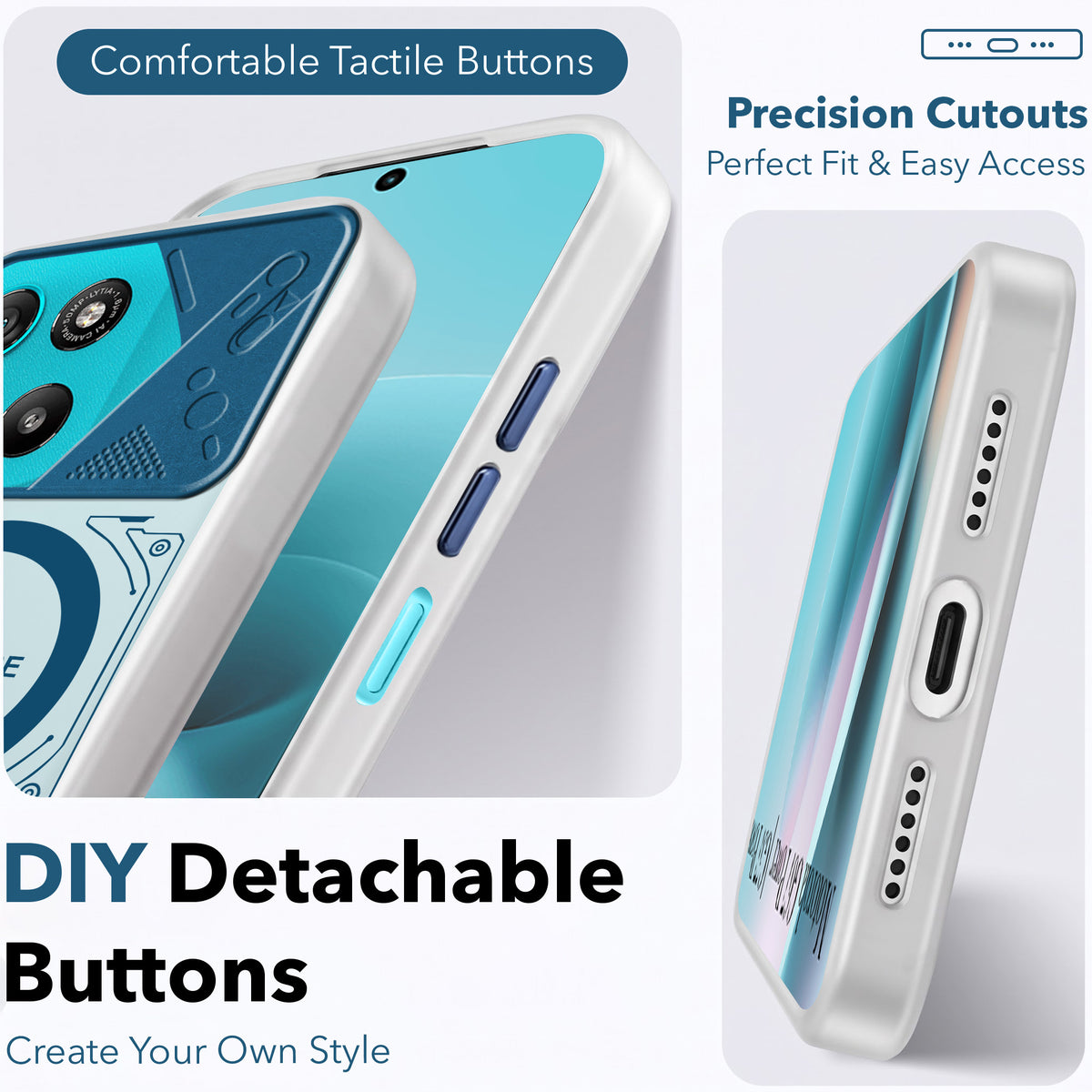 For Motorola Moto G67 Power | G57 Power Metallic Back Cover Case (Metallic Camera Protection & Buttons | Translucent Milky Shade | Hard Polycarbonate)