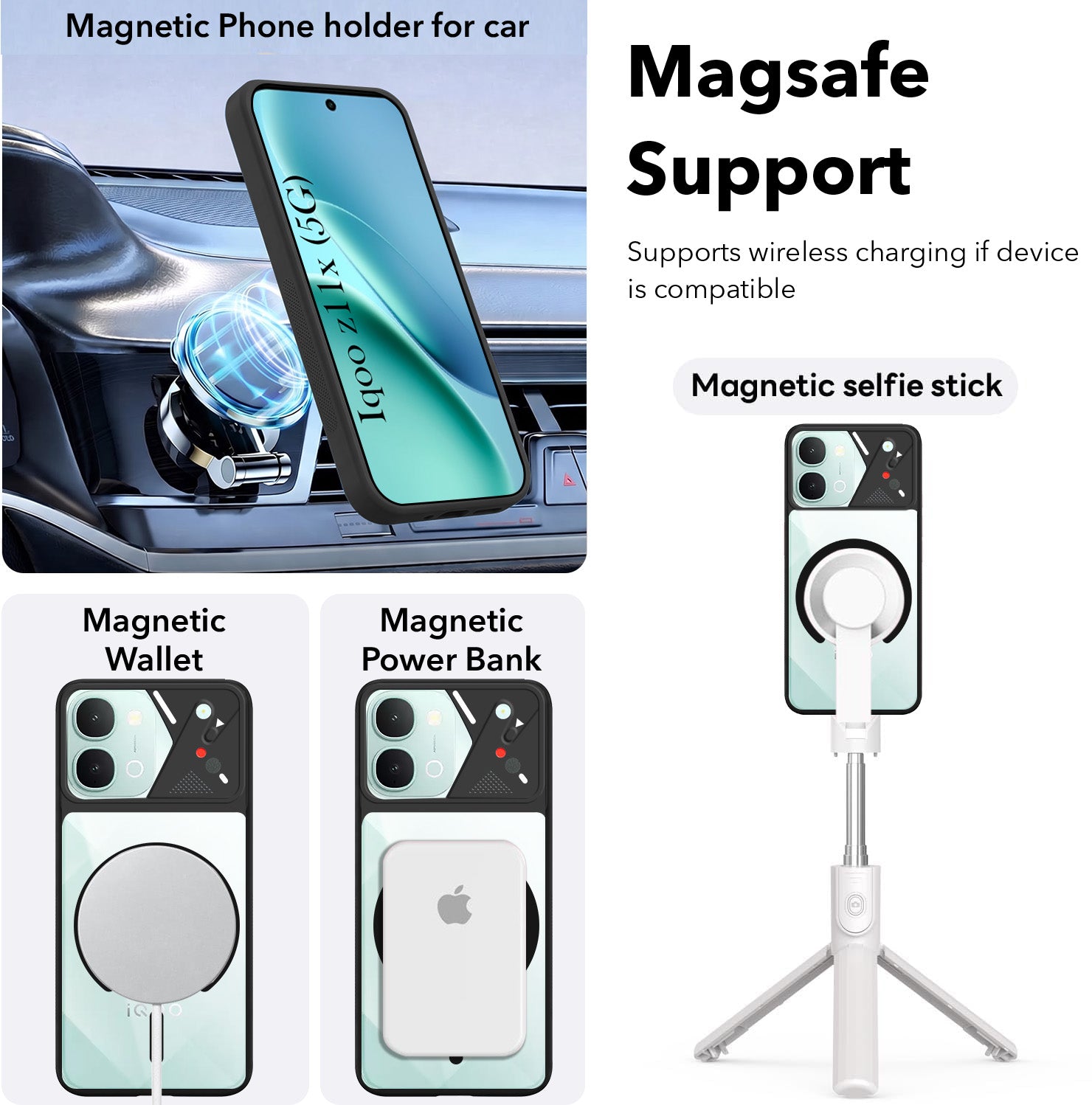 For Vivo iQOO Z11x 5G Back Cover Case Lifetime Anti-Yellow Clear (Camera Protection | Side Grip | Wireless MagSafe Compatible)