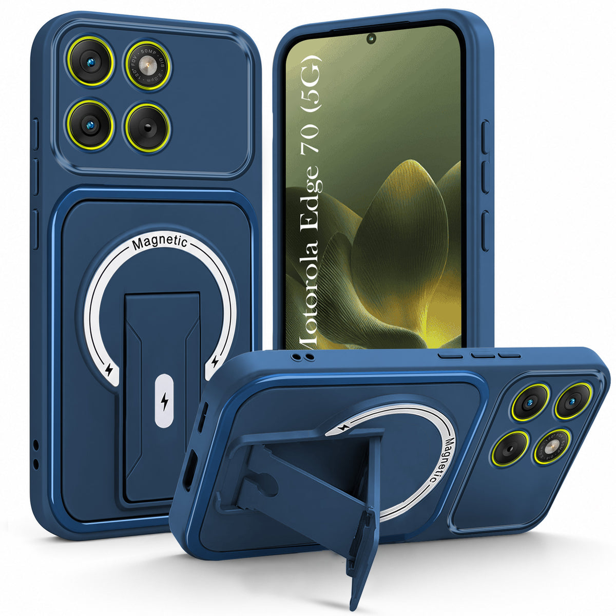 For Motorola Moto Edge 70 Back Case Cover Metallic (Hybrid Armor Kickstand | MagSafe Compatible | Camera Protection Shockproof)