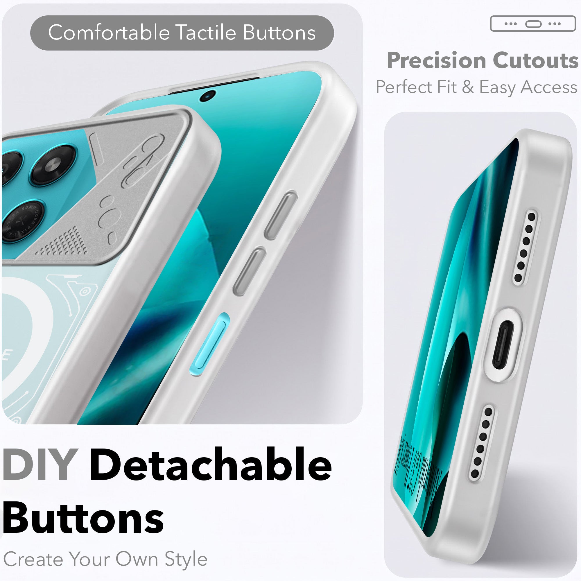 For Motorola Moto G37 Power Metallic Back Cover Case (Metallic Camera Protection & Buttons | Translucent Milky Shade | Hard Polycarbonate)