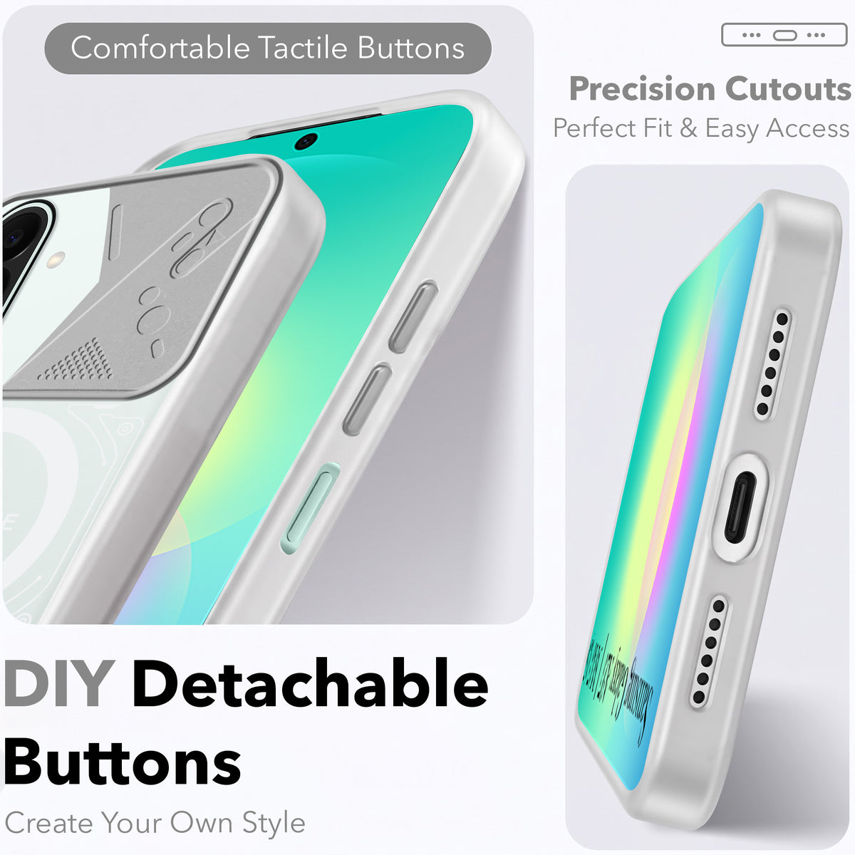 For Samsung Galaxy A27 5G | Galaxy M47 5G Metallic Back Cover Case (Metallic Camera Protection & Buttons | Translucent Milky Shade | Hard Polycarbonate)