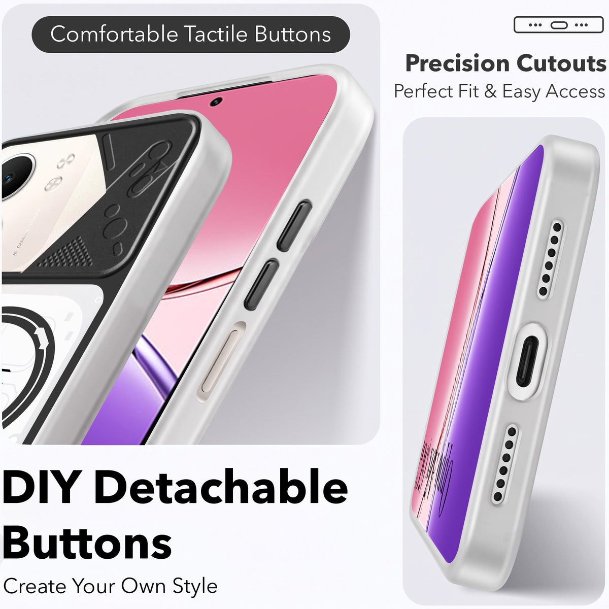 For Oppo A5X Metallic Back Cover Case (Metallic Camera Protection & Buttons | Translucent Milky Shade | Hard Polycarbonate)