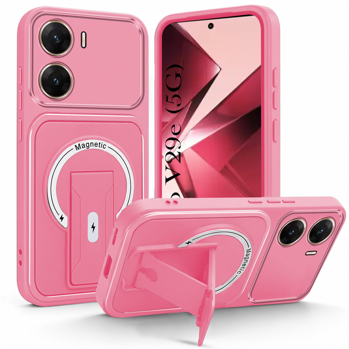 For Vivo V29e 5G Back Case Cover Metallic (Hybrid Armor Kickstand | MagSafe Compatible | Camera Protection Shockproof)