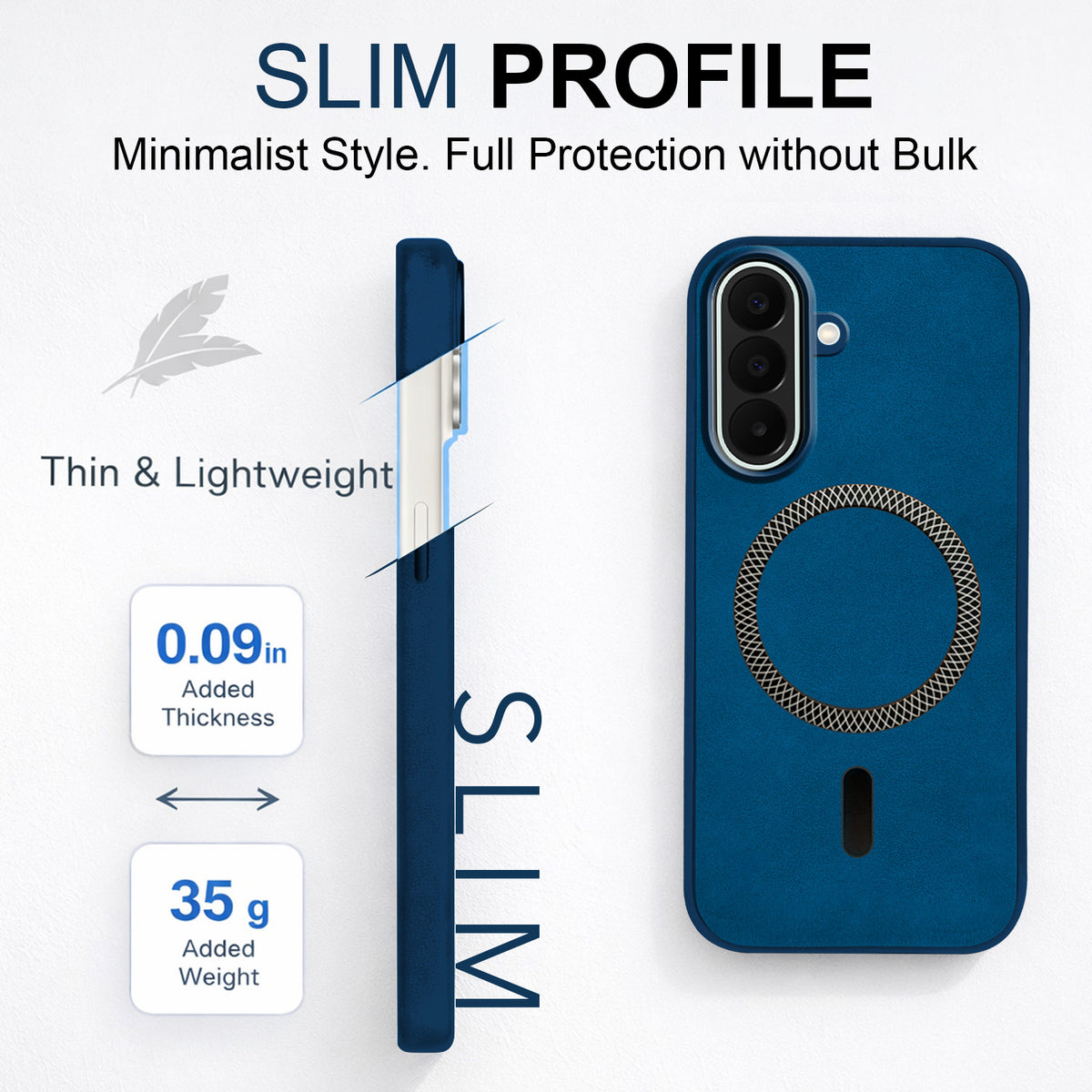 For Samsung Galaxy F70 Pro 5G Back Cover Case Leather Finish (MagSafe Compatible Wireless Charging | Soft Touch | Camera Bump Protection)