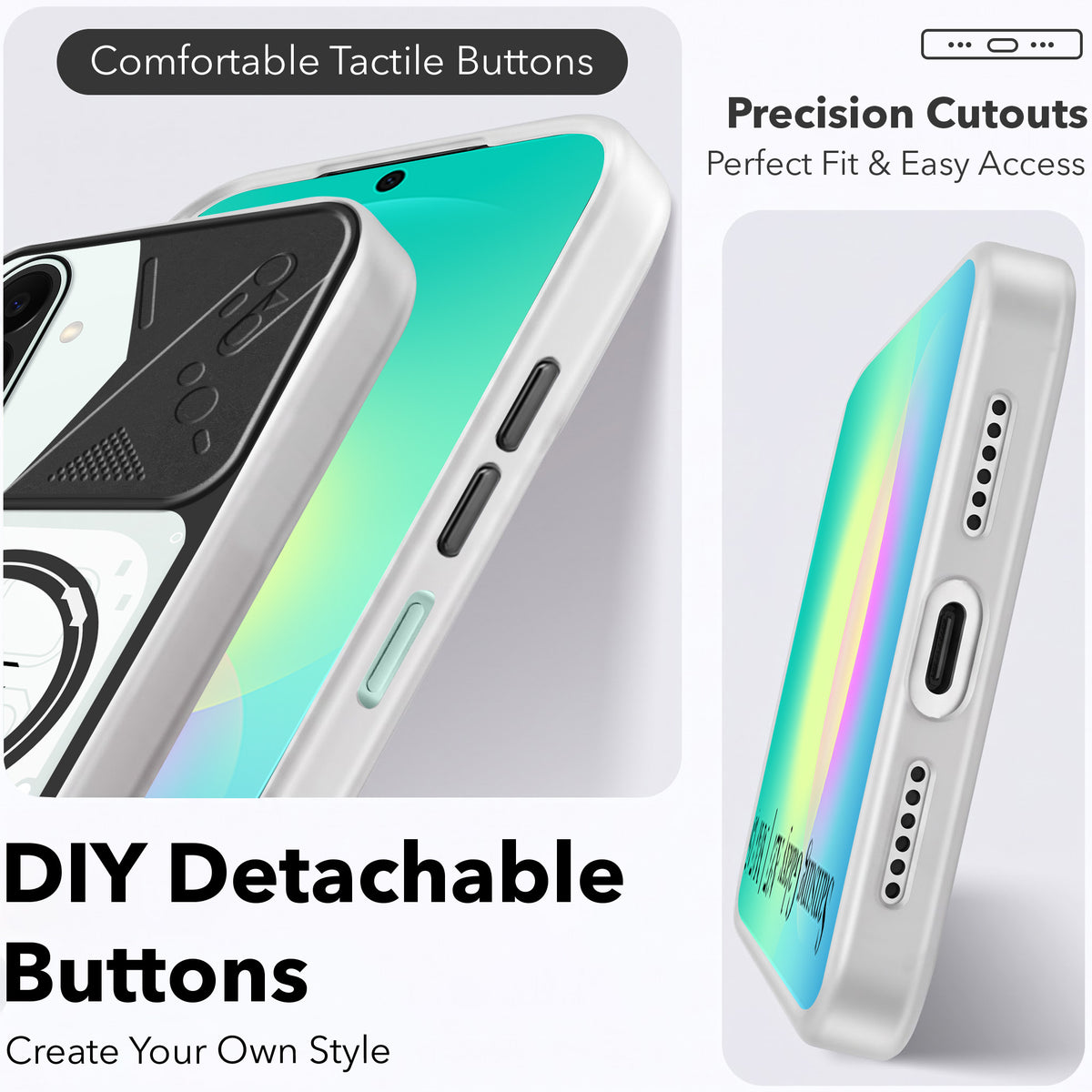 For Samsung Galaxy A27 5G | Galaxy M47 5G Metallic Back Cover Case (Metallic Camera Protection & Buttons | Translucent Milky Shade | Hard Polycarbonate)