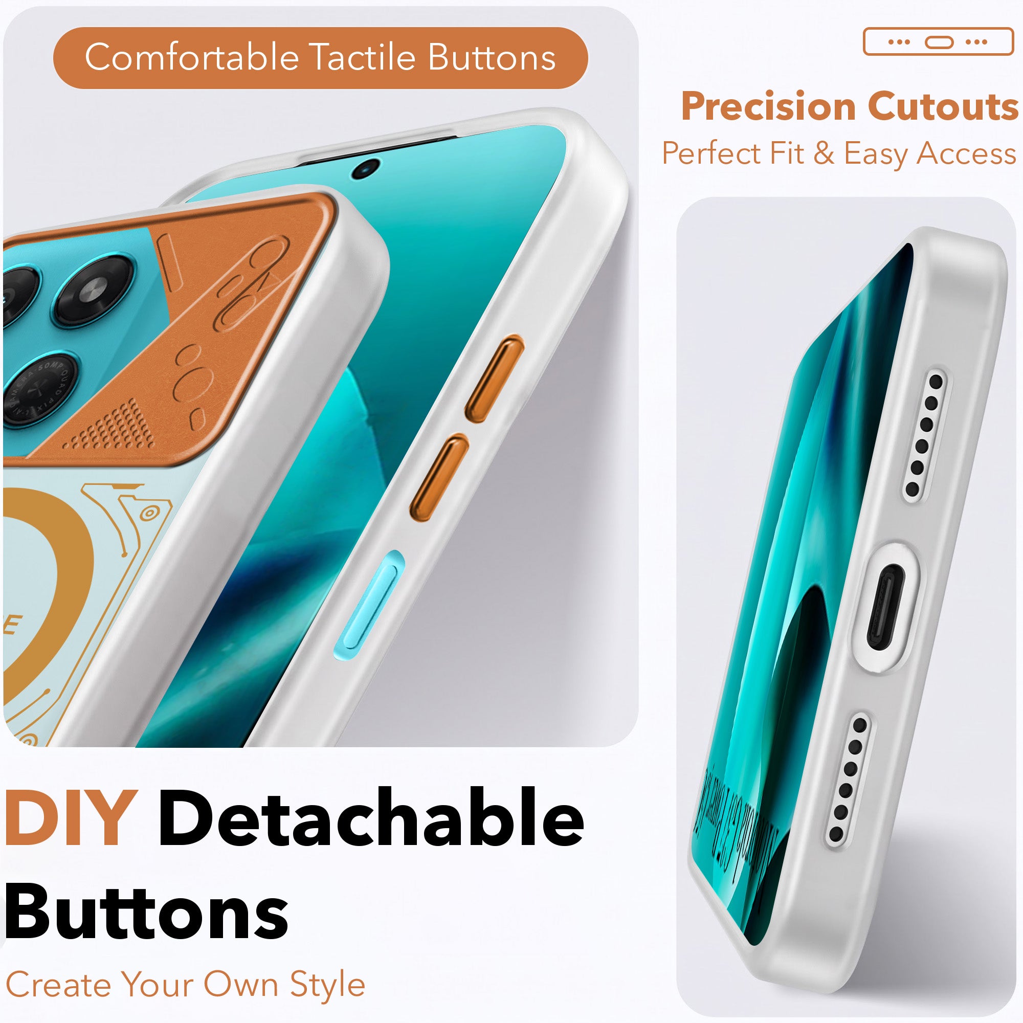 For Motorola Moto G37 Power Metallic Back Cover Case (Metallic Camera Protection & Buttons | Translucent Milky Shade | Hard Polycarbonate)