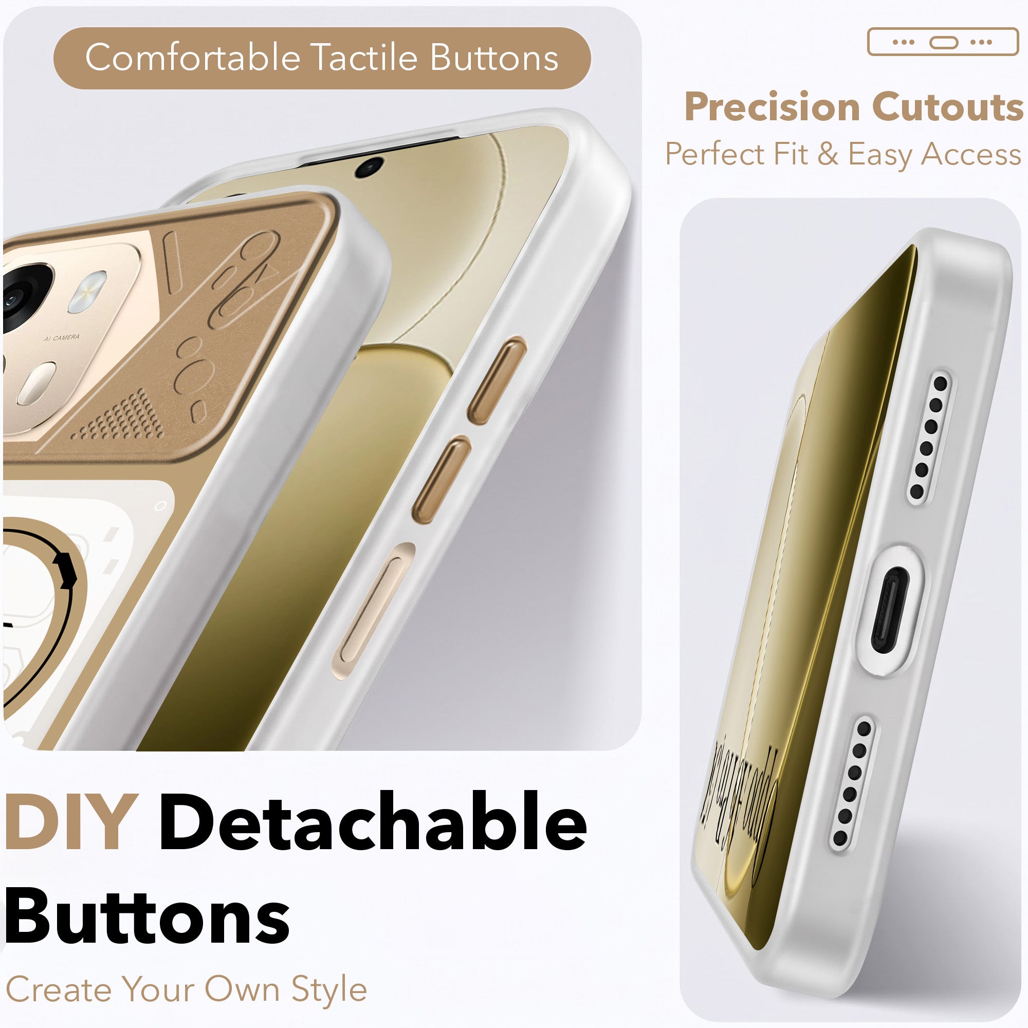 For Oppo A6 Pro Metallic Back Cover Case (Metallic Camera Protection & Buttons | Translucent Milky Shade | Hard Polycarbonate)