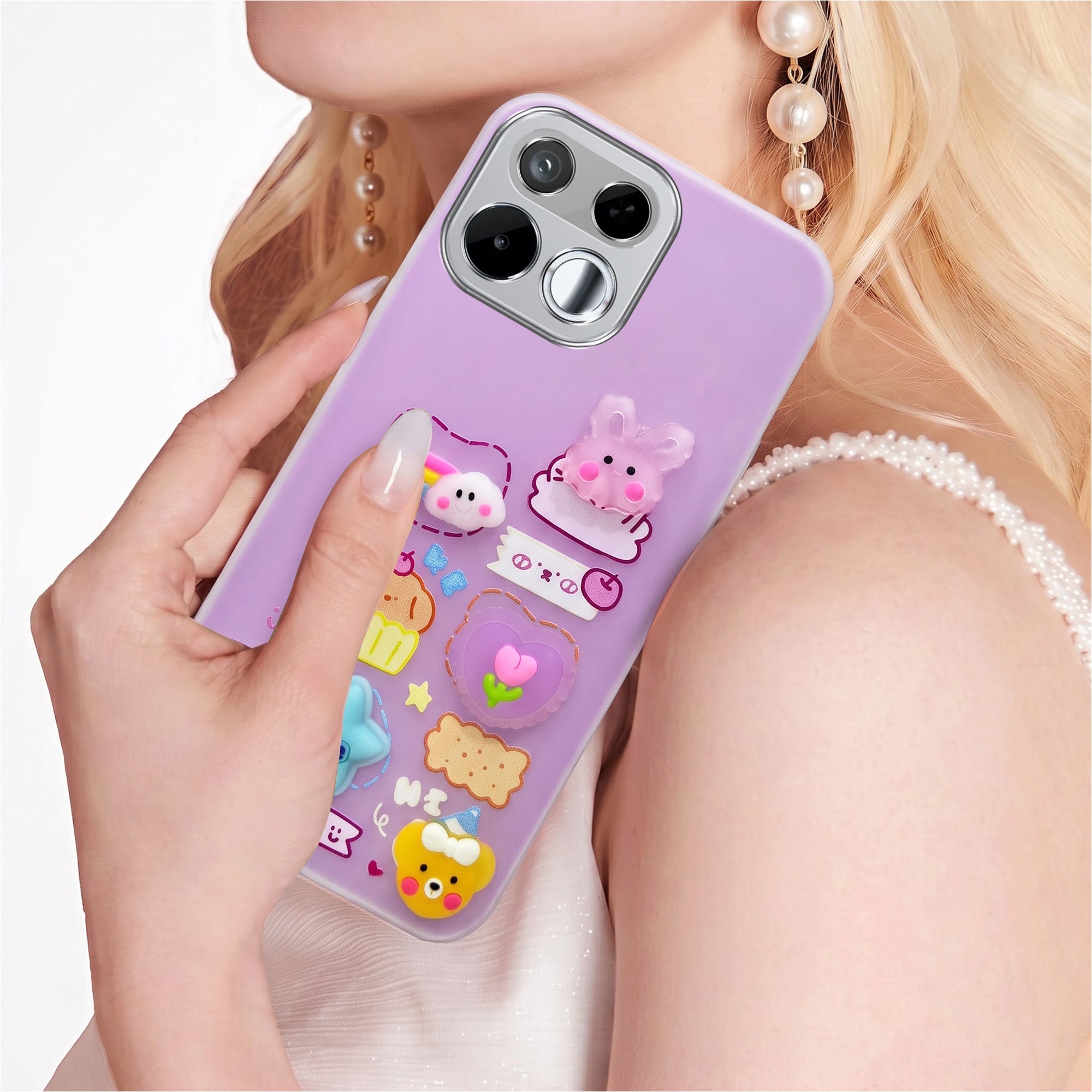 For Realme 16T 5G Back Cover Case (3D Cute Cartoons | Hard Back Side Soft | Matte Premium Finish | HD Printing)
