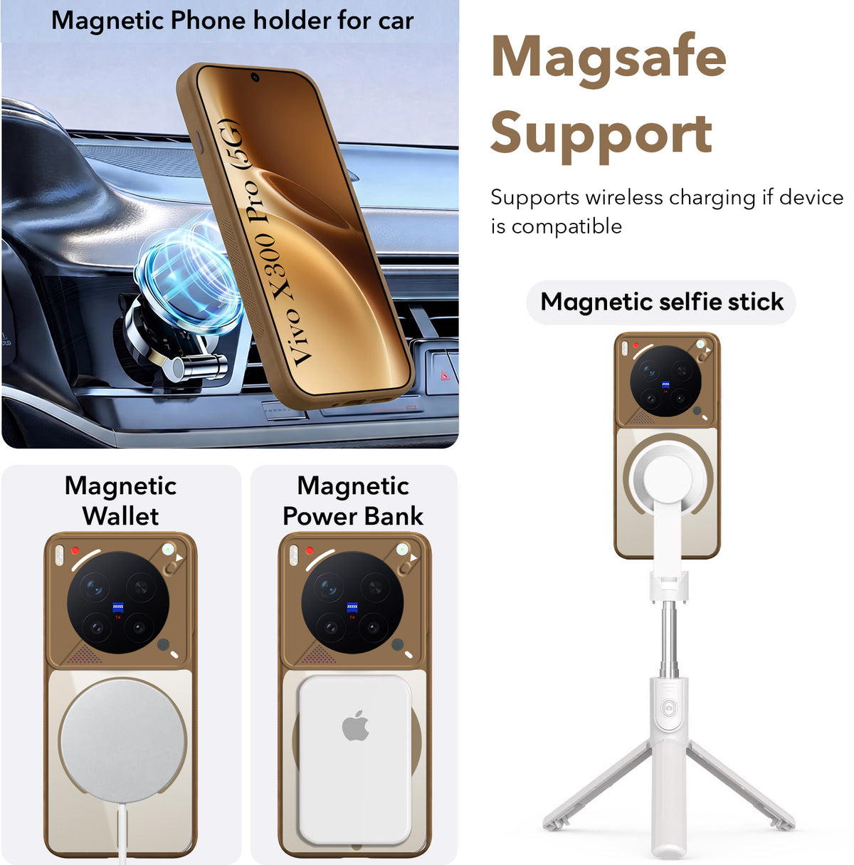 For Vivo X300 Pro Back Cover Case Lifetime Anti-Yellow Clear (Camera Protection | Side Grip | Wireless MagSafe Compatible)