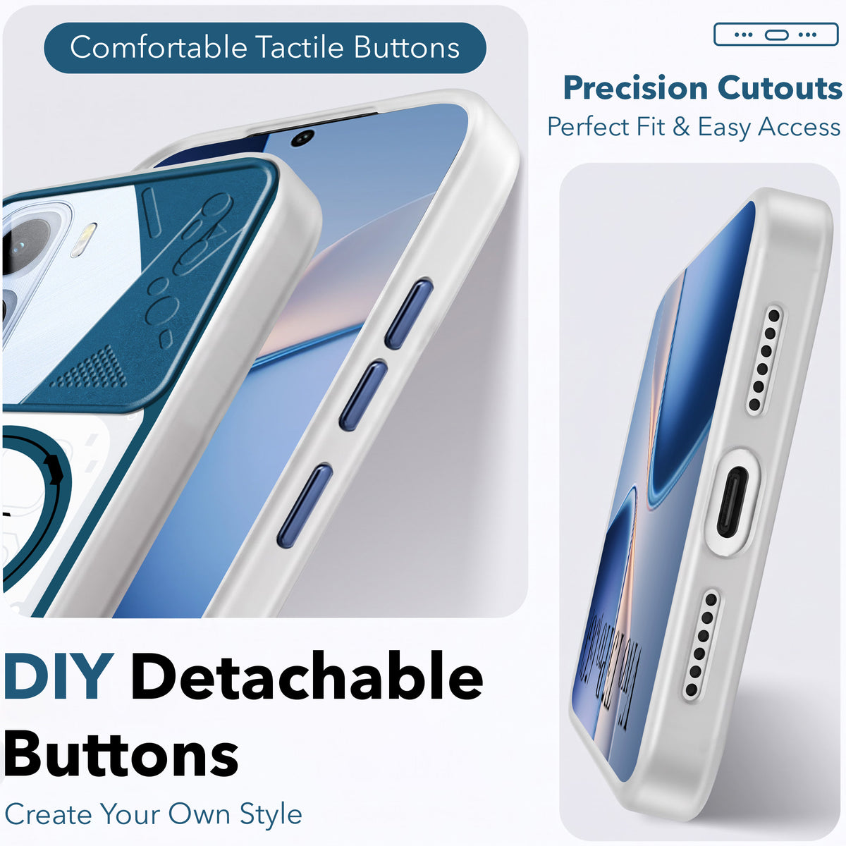 For Vivo T5 Pro 5G Metallic Back Cover Case (Metallic Camera Protection & Buttons | Translucent Milky Shade | Hard Polycarbonate)