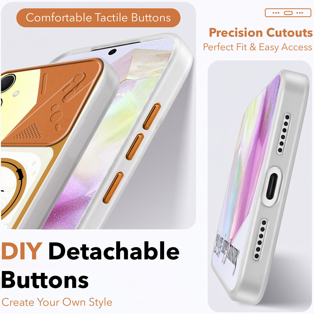 For Samsung Galaxy A35 5G Metallic Back Cover Case (Metallic Camera Protection & Buttons | Translucent Milky Shade | Hard Polycarbonate)