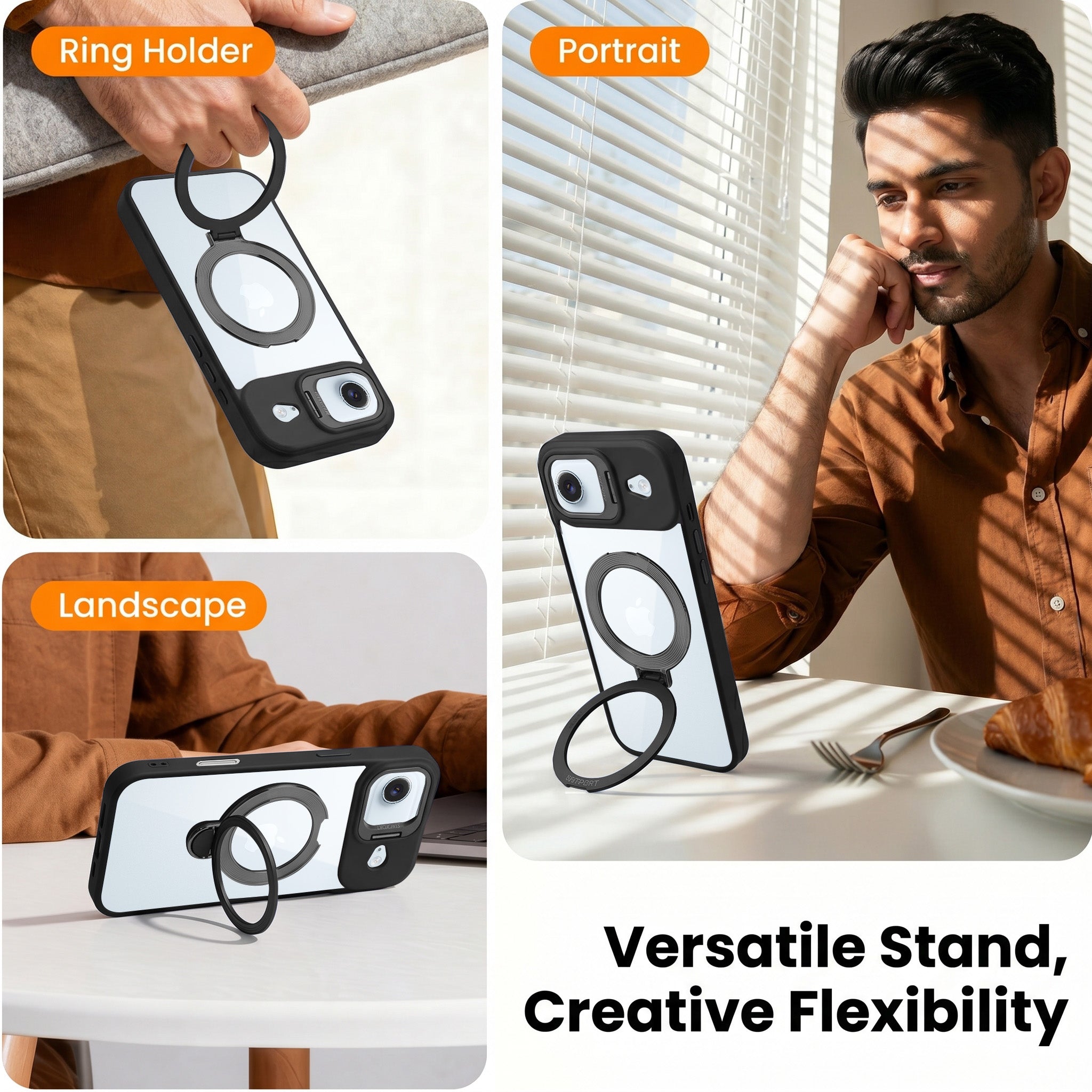 For Apple iPhone 17 Air Back Cover Case Crystal (Lifetime Anti Yellow | Magnetic Ring Stand | Camera Lens Protection | MagSafe Compatible)