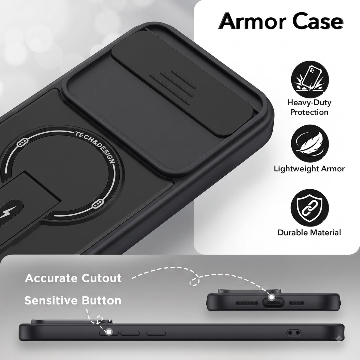 For Google Pixel 10 Back Case Cover Metallic (Hybrid Armor Kickstand | Sliding Shutter Camera Protection | MagSafe Compatible)