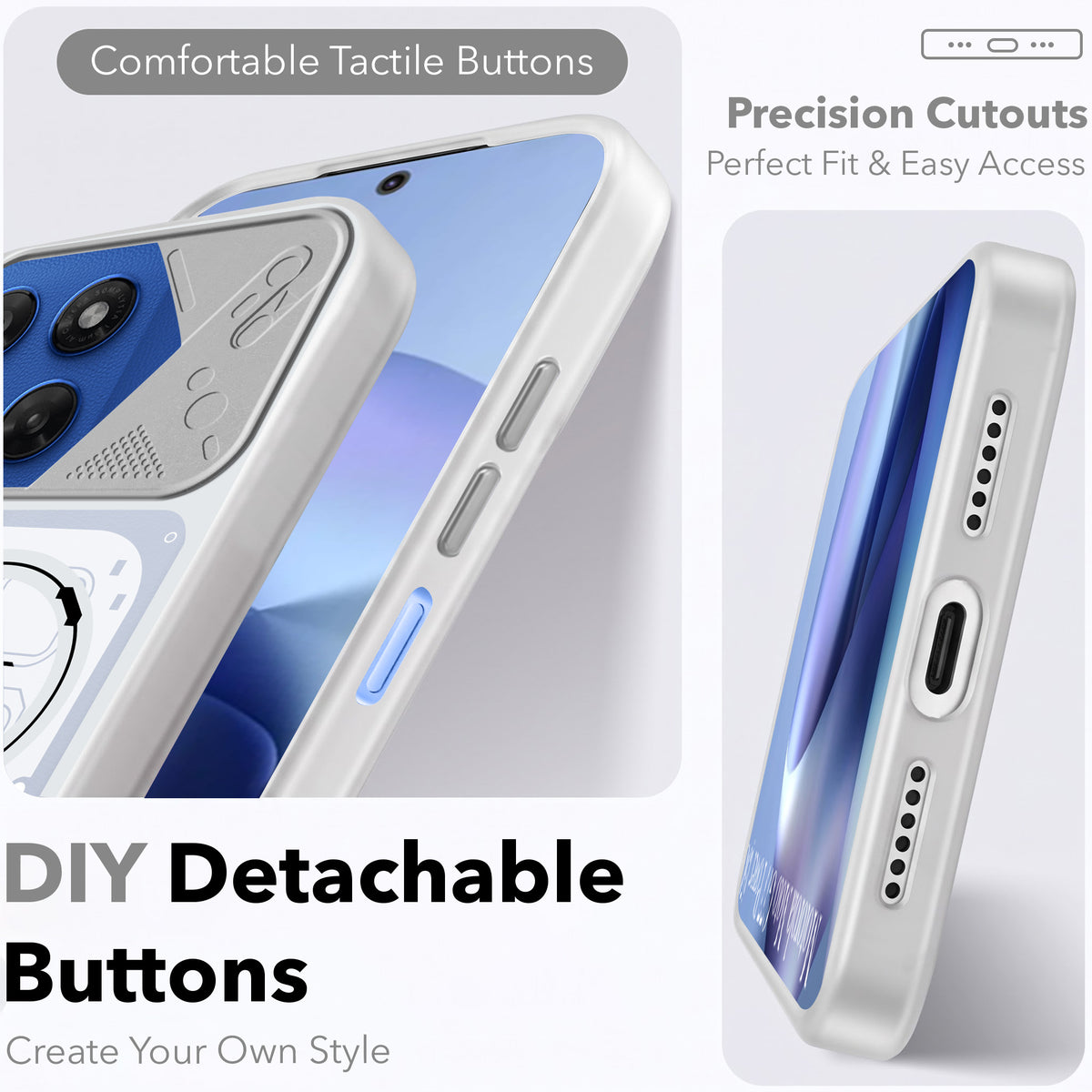 For Motorola Moto G77 Power Metallic Back Cover Case (Metallic Camera Protection & Buttons | Translucent Milky Shade | Hard Polycarbonate)