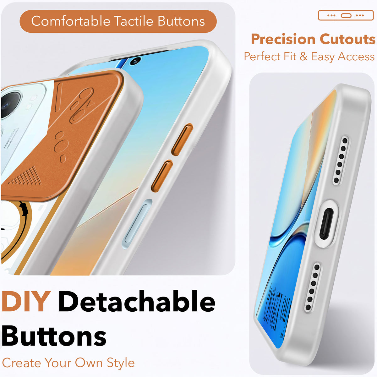 For Vivo Y29 Metallic Back Cover Case (Metallic Camera Protection & Buttons | Translucent Milky Shade | Hard Polycarbonate)