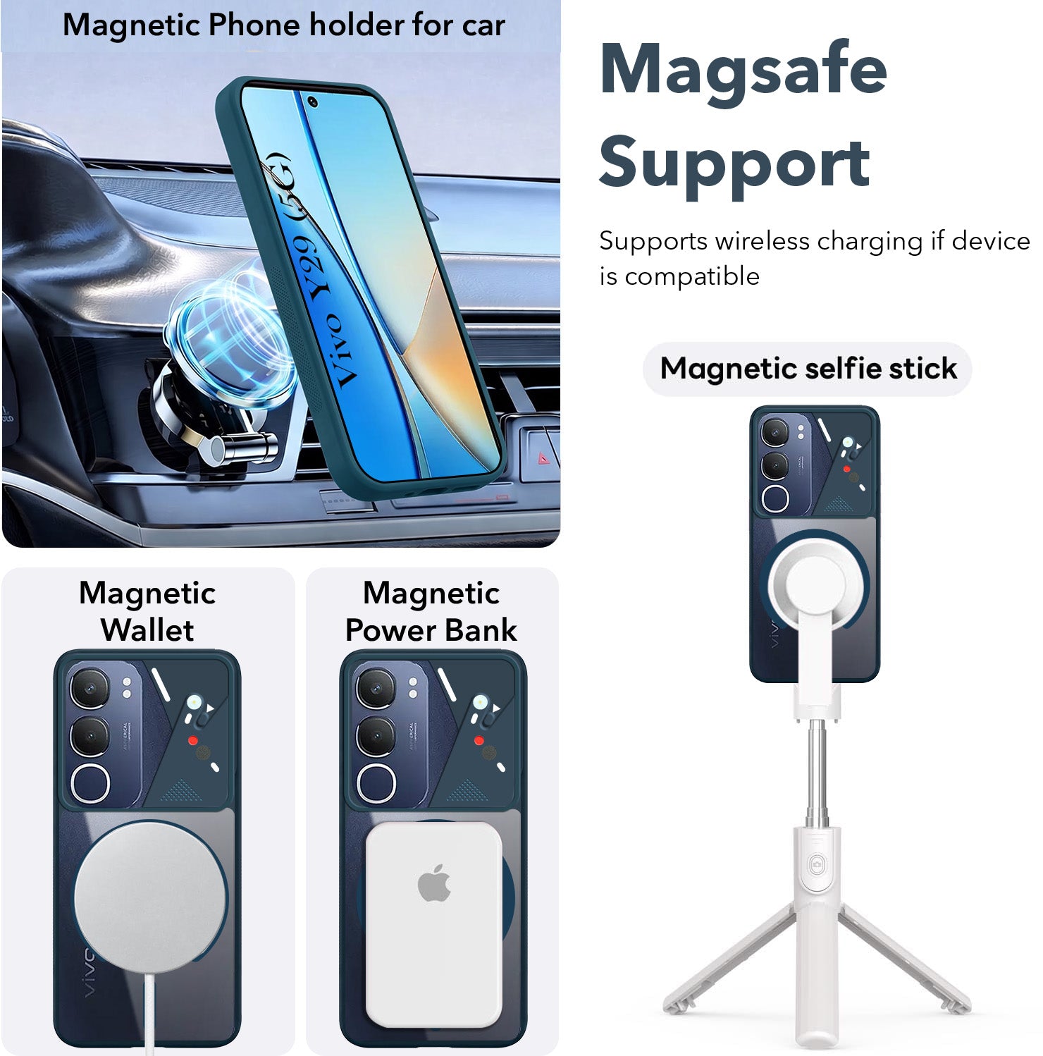 For Vivo Y29 Back Cover Case Lifetime Anti-Yellow Clear (Camera Protection | Side Grip | Wireless MagSafe Compatible)
