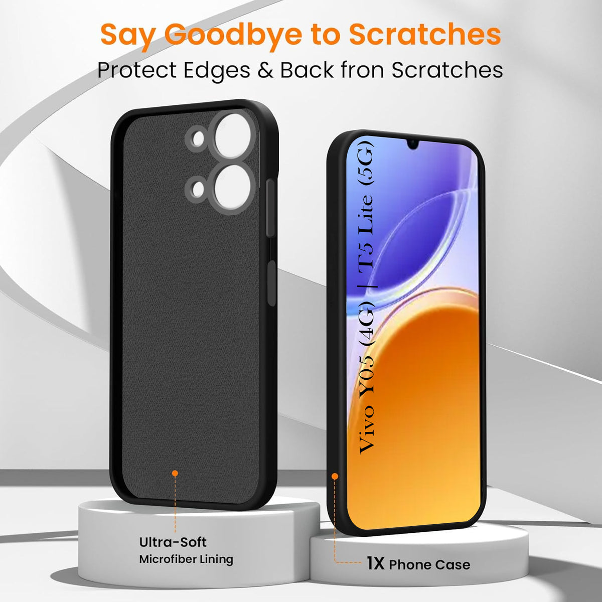 For Vivo Y05 (4G) | Vivo T5 Lite (5G) Back Cover Case Rubberised (Textured Grip Design | Camera Protection | Slim and Light Weight | Soft Touch and Feel)