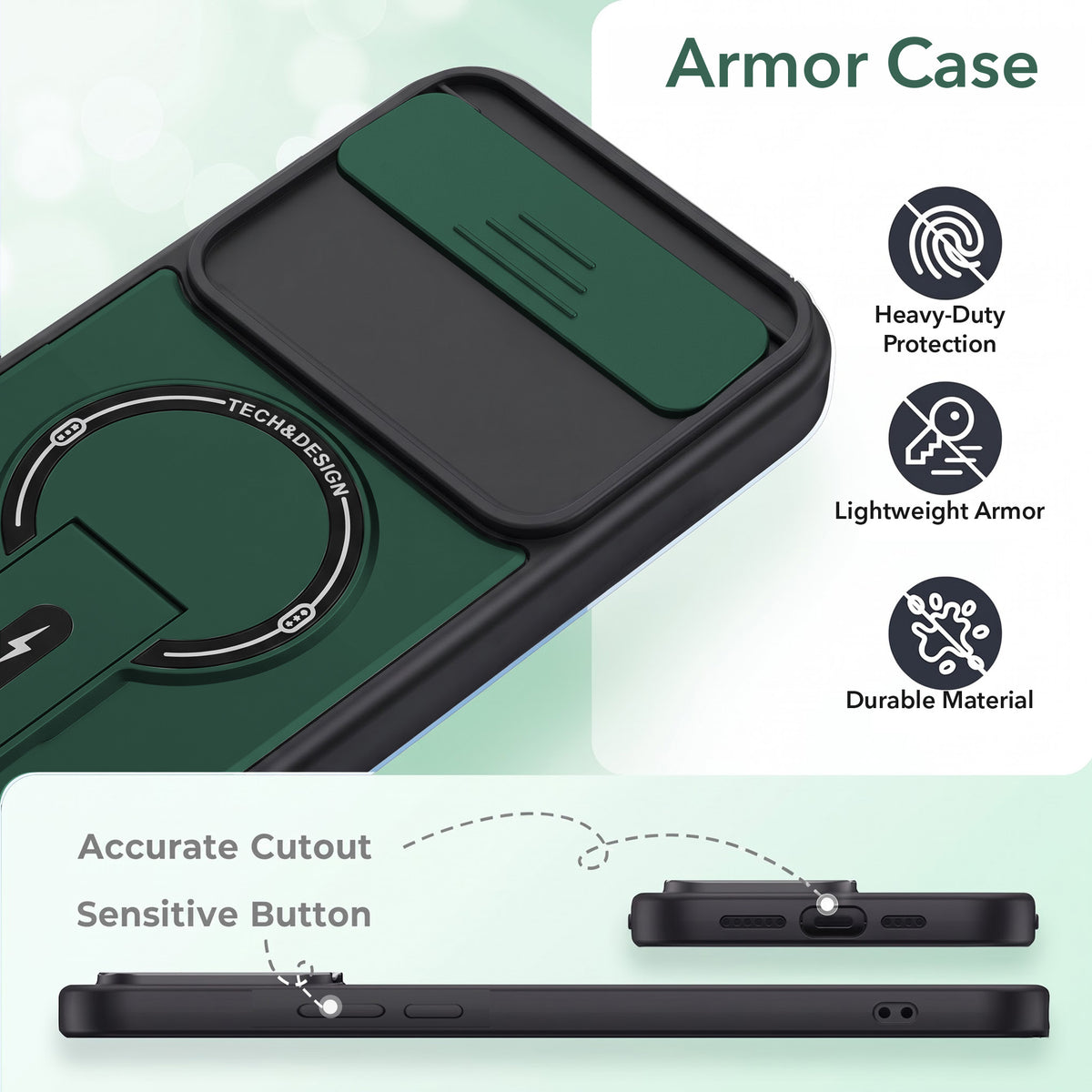 For Google Pixel 10 Back Case Cover Metallic (Hybrid Armor Kickstand | Sliding Shutter Camera Protection | MagSafe Compatible)