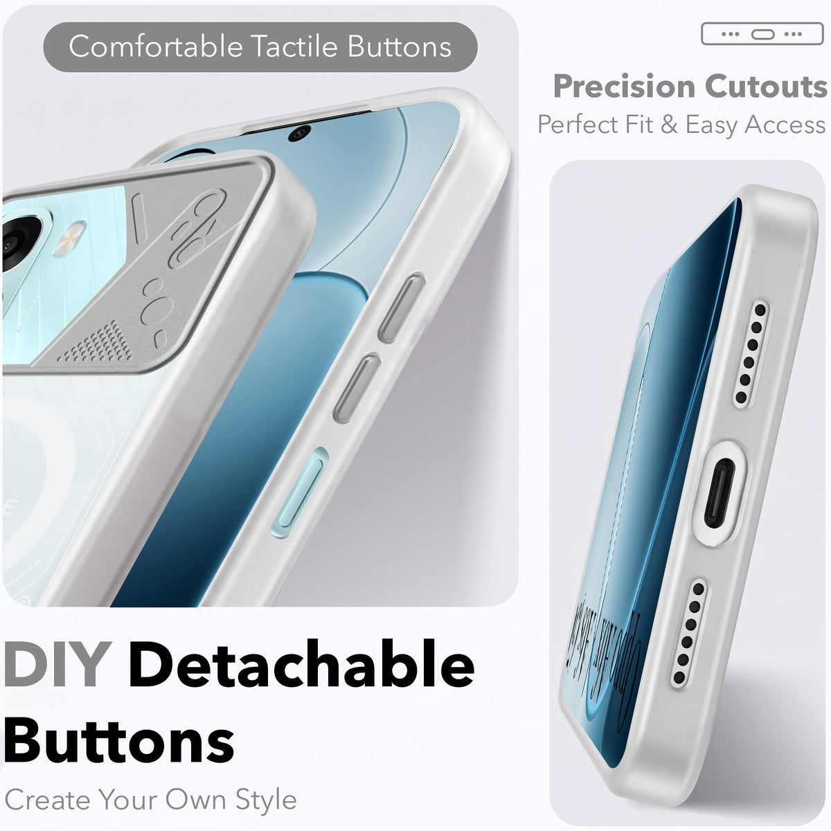 For Oppo A6X | Oppo A6S Metallic Back Cover Case (Metallic Camera Protection & Buttons | Translucent Milky Shade | Hard Polycarbonate)
