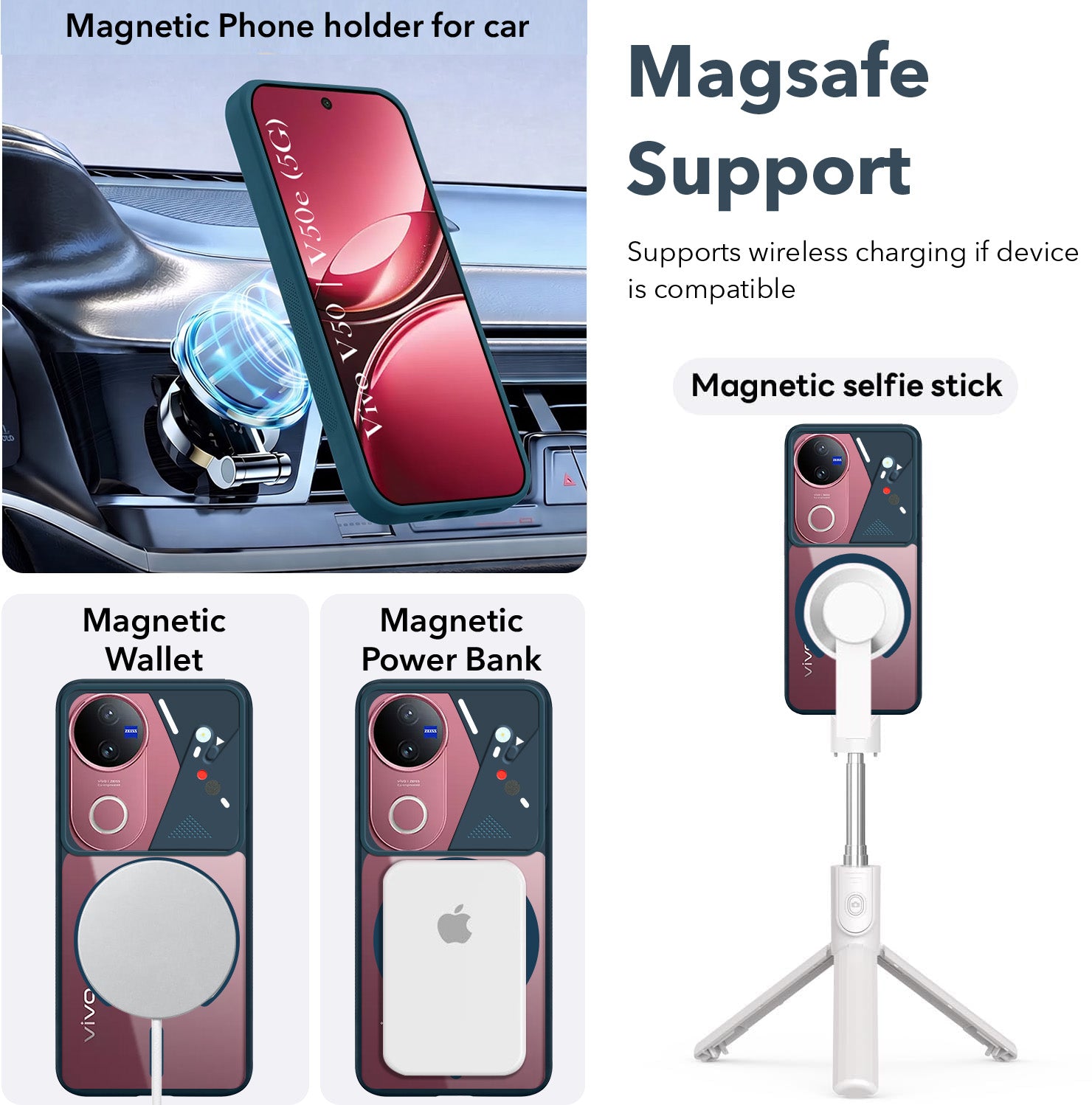 For Vivo V50 | Vivo V50e Back Cover Case Lifetime Anti-Yellow Clear (Camera Protection | Side Grip | Wireless MagSafe Compatible)
