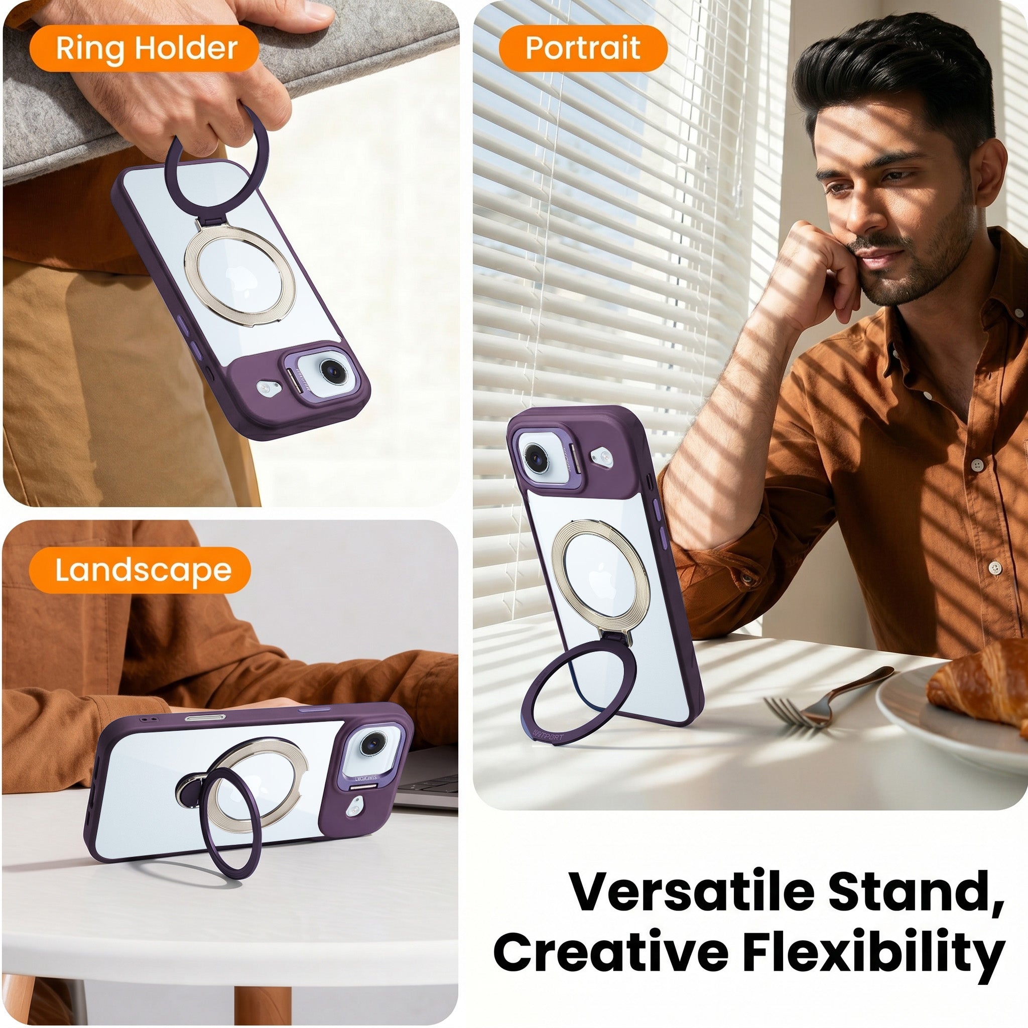For Apple iPhone 17 Air Back Cover Case Crystal (Lifetime Anti Yellow | Magnetic Ring Stand | Camera Lens Protection | MagSafe Compatible)