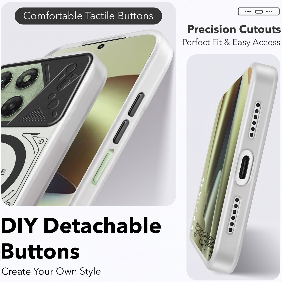 For Motorola Moto G77 Power Metallic Back Cover Case (Metallic Camera Protection & Buttons | Translucent Milky Shade | Hard Polycarbonate)