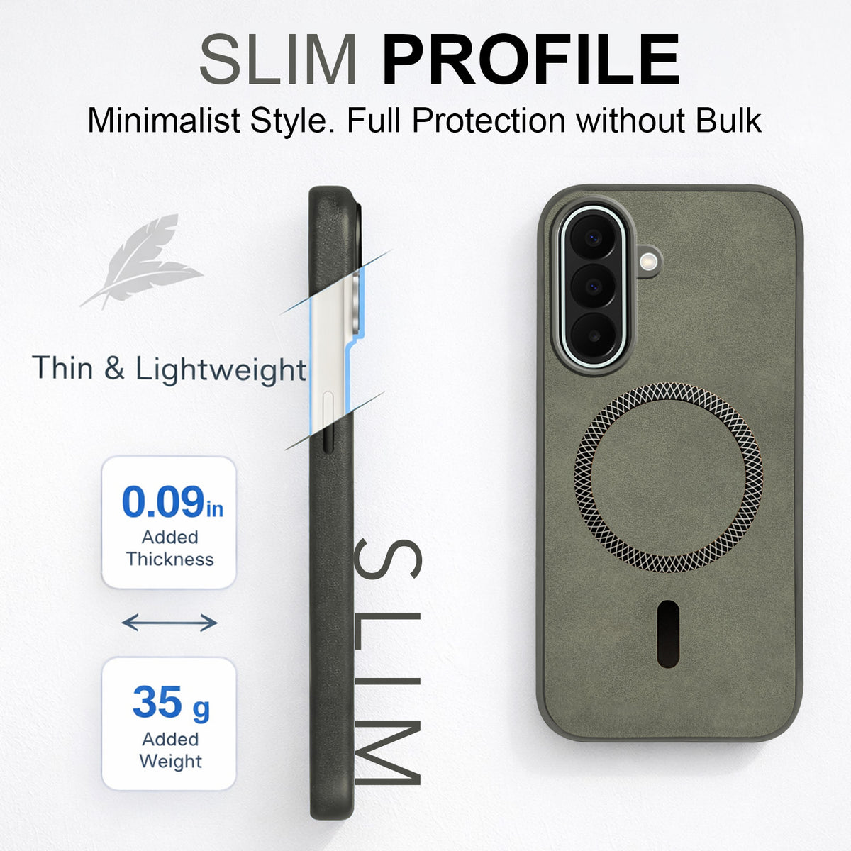 For Samsung Galaxy F70 Pro 5G Back Cover Case Leather Finish (MagSafe Compatible Wireless Charging | Soft Touch | Camera Bump Protection)