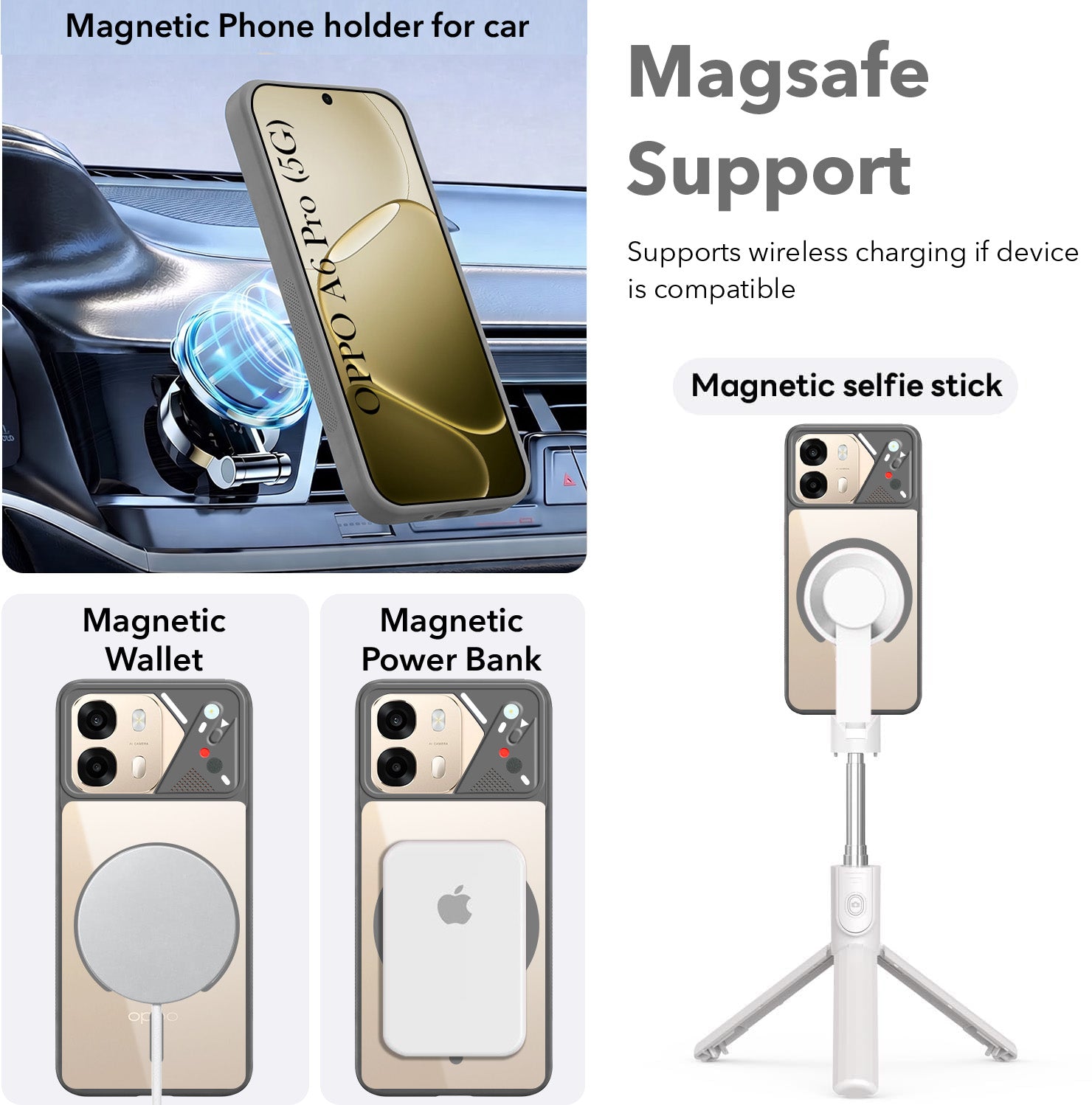 For Oppo A6 Pro Back Cover Case Lifetime Anti-Yellow Clear (Camera Protection | Side Grip | Wireless MagSafe Compatible)