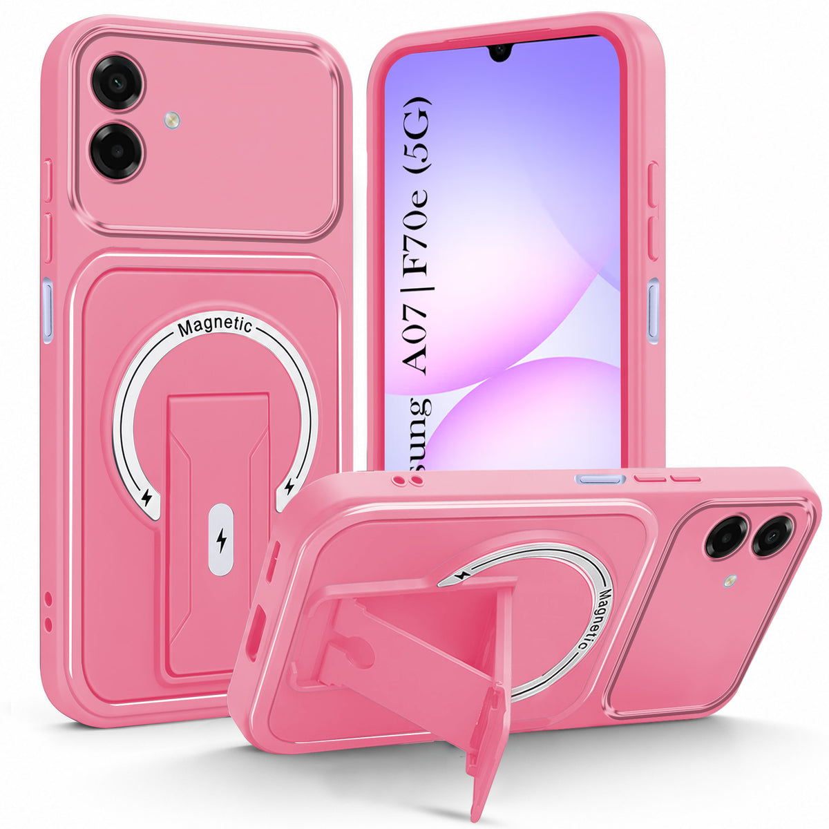 For Samsung Galaxy A07 5G | F70e 5G Back Case Cover Metallic (Hybrid Armor Kickstand | MagSafe Compatible | Camera Protection Shockproof)