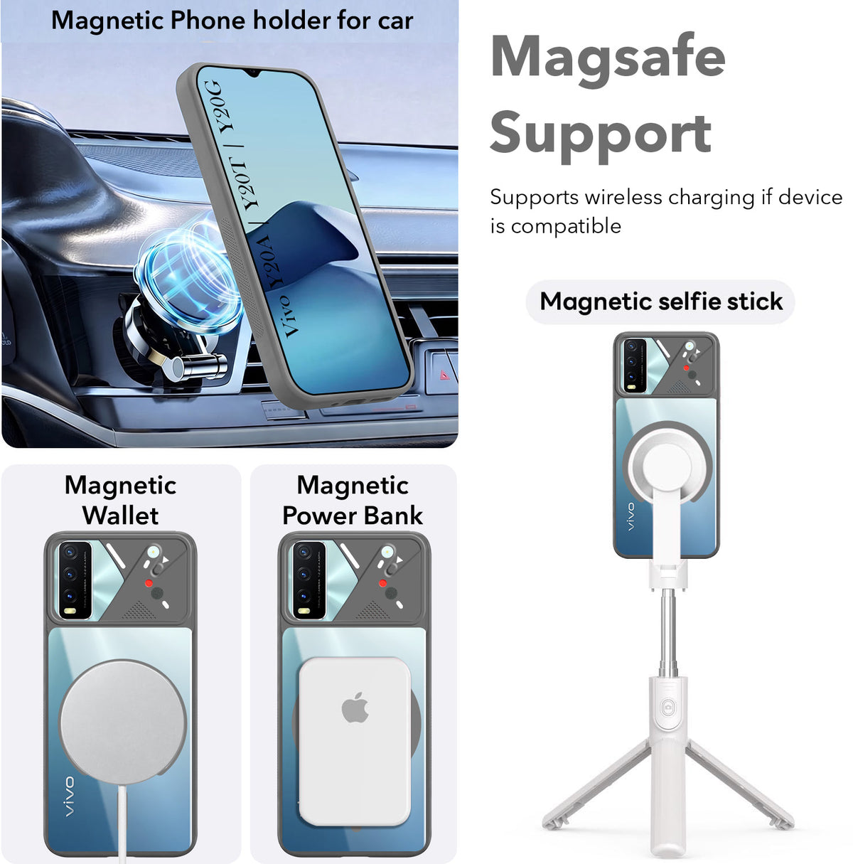 For Vivo Y20A | Y20T | Y20G Back Cover Case Lifetime Anti-Yellow Clear (Camera Protection | Side Grip | Wireless MagSafe Compatible)